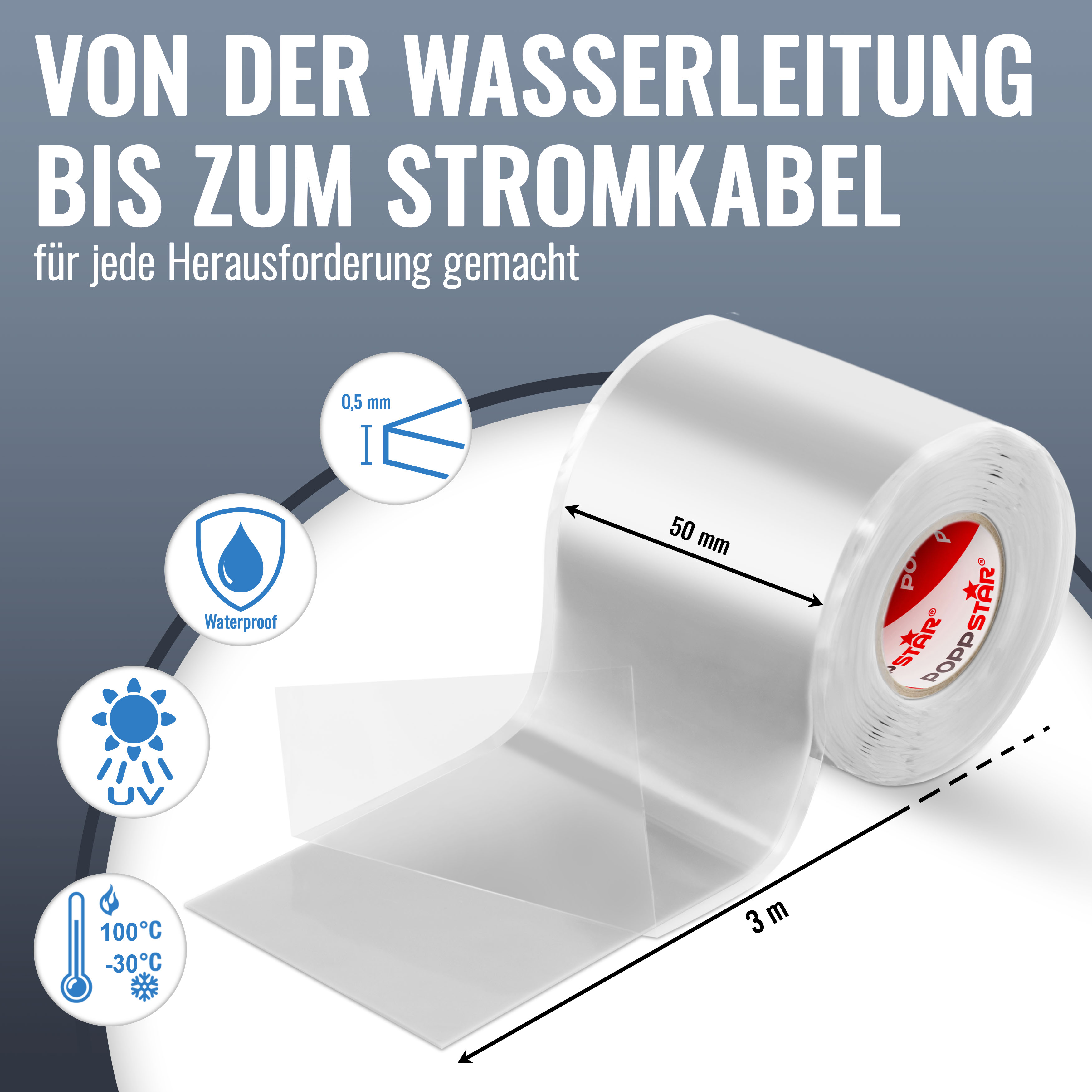 selbstverschweißendes Silikonband weiß 3m x 50mm