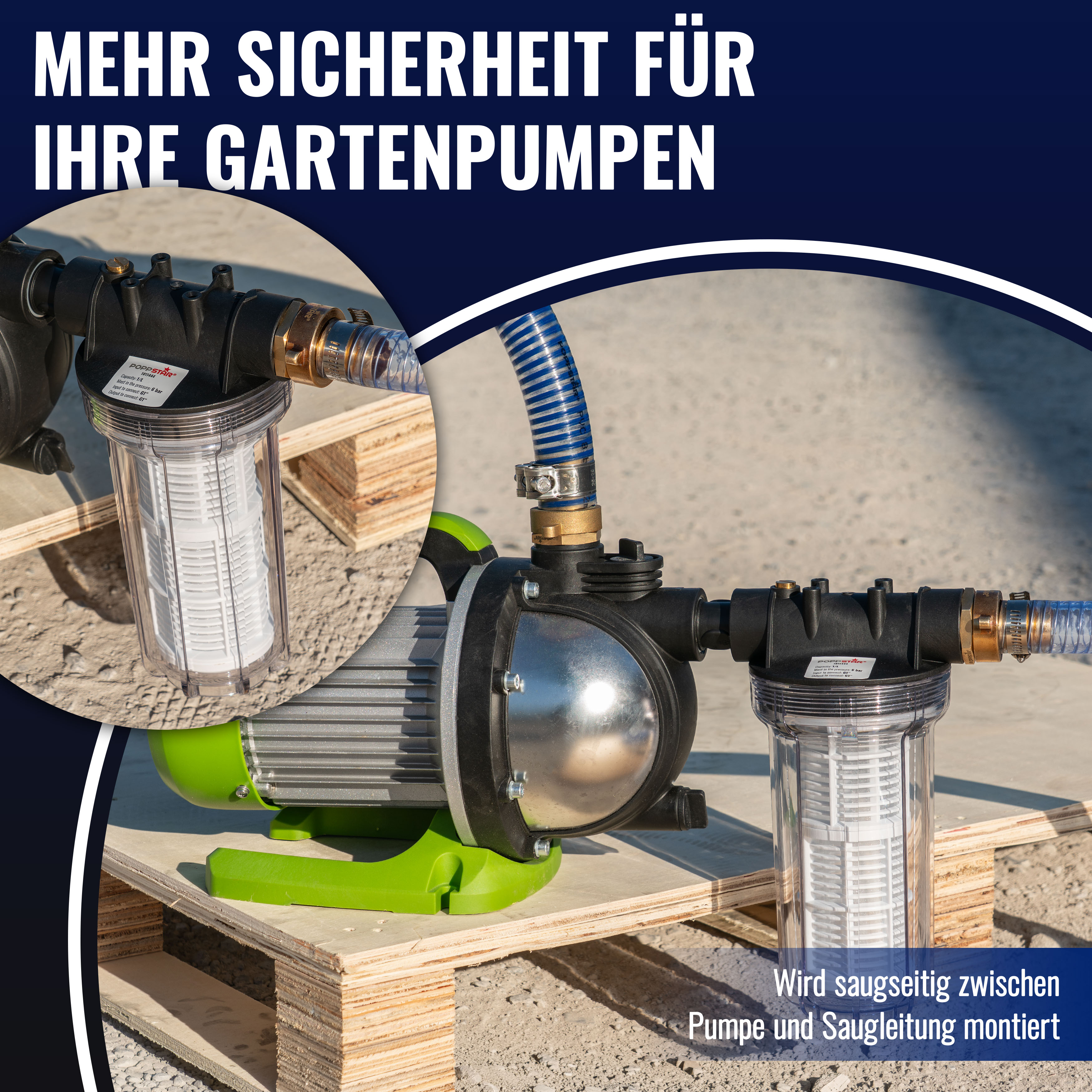 Vorfilter Gartenpumpe (Wasserfilter G1 IG 30,3 mm 2 L 80 Mesh)