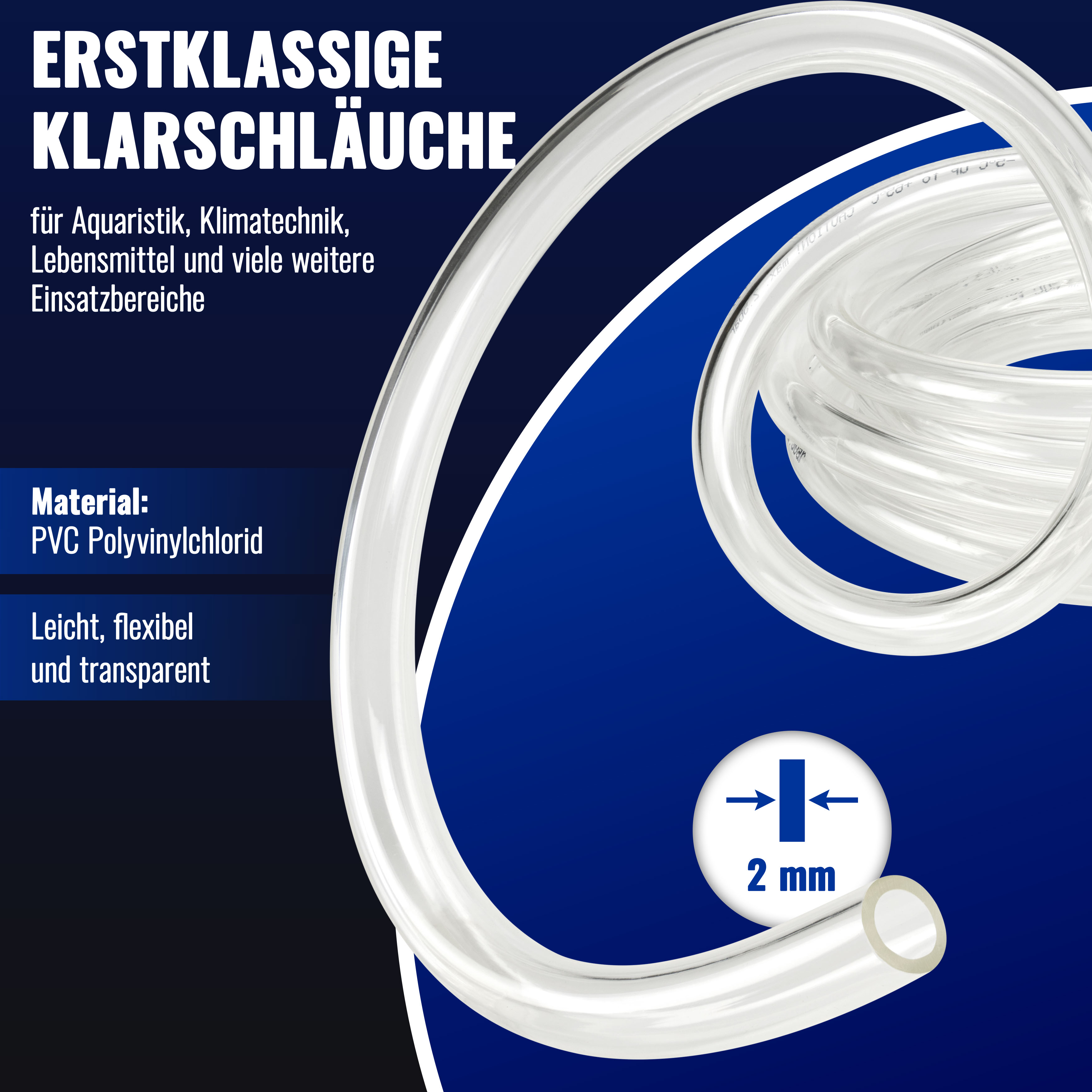 5m PVC Schlauch Transparent (ID/AD 10/14mm, max. 1,5 bar)