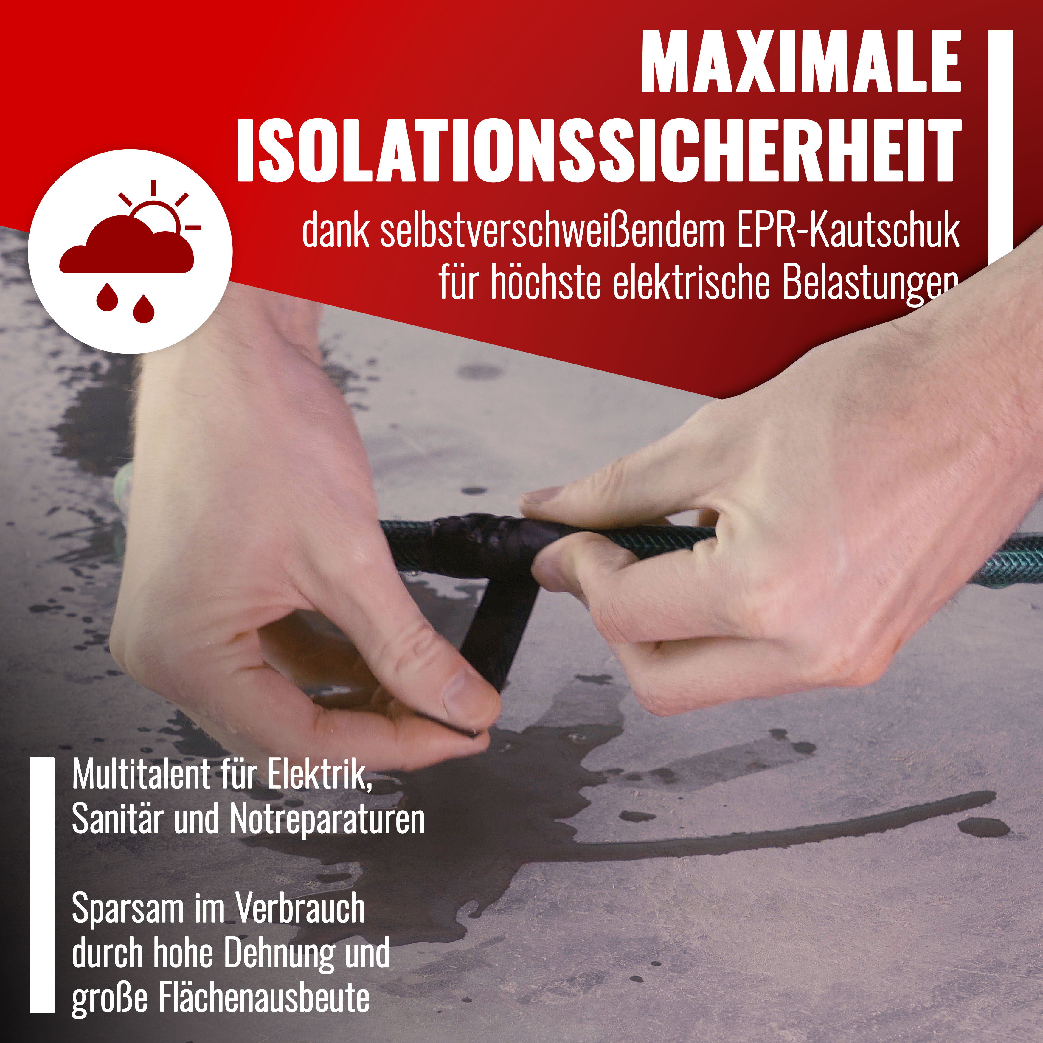 2x Isolierband selbstverschweißend bis 10kV, 5m x 19mm x 0,76mm