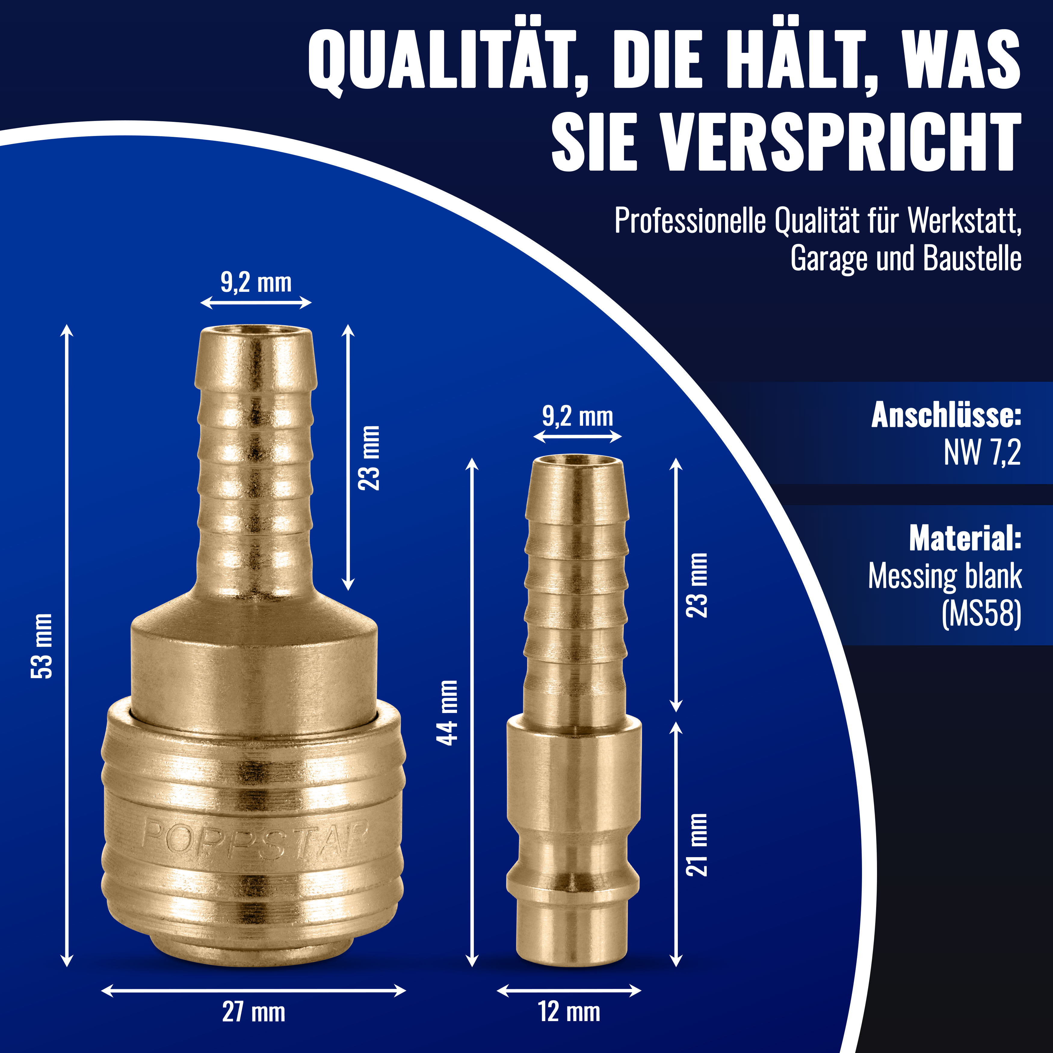 Druckluftschlauch 20m (Messing, NW 7,2, ID 9,2mm, 20 bar)