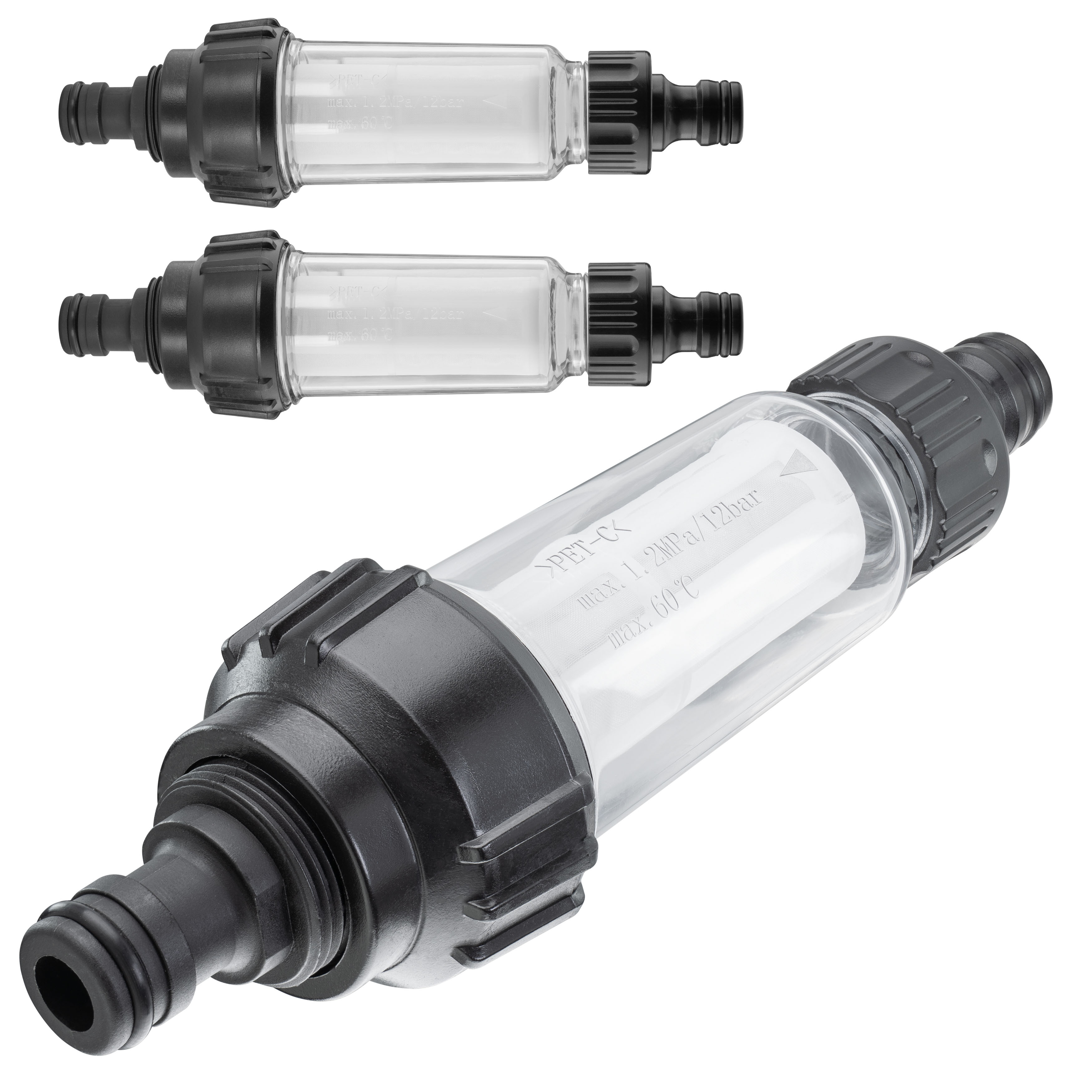 3x Wasserfilter 3/4" mit Adapter für Gartenschlauch