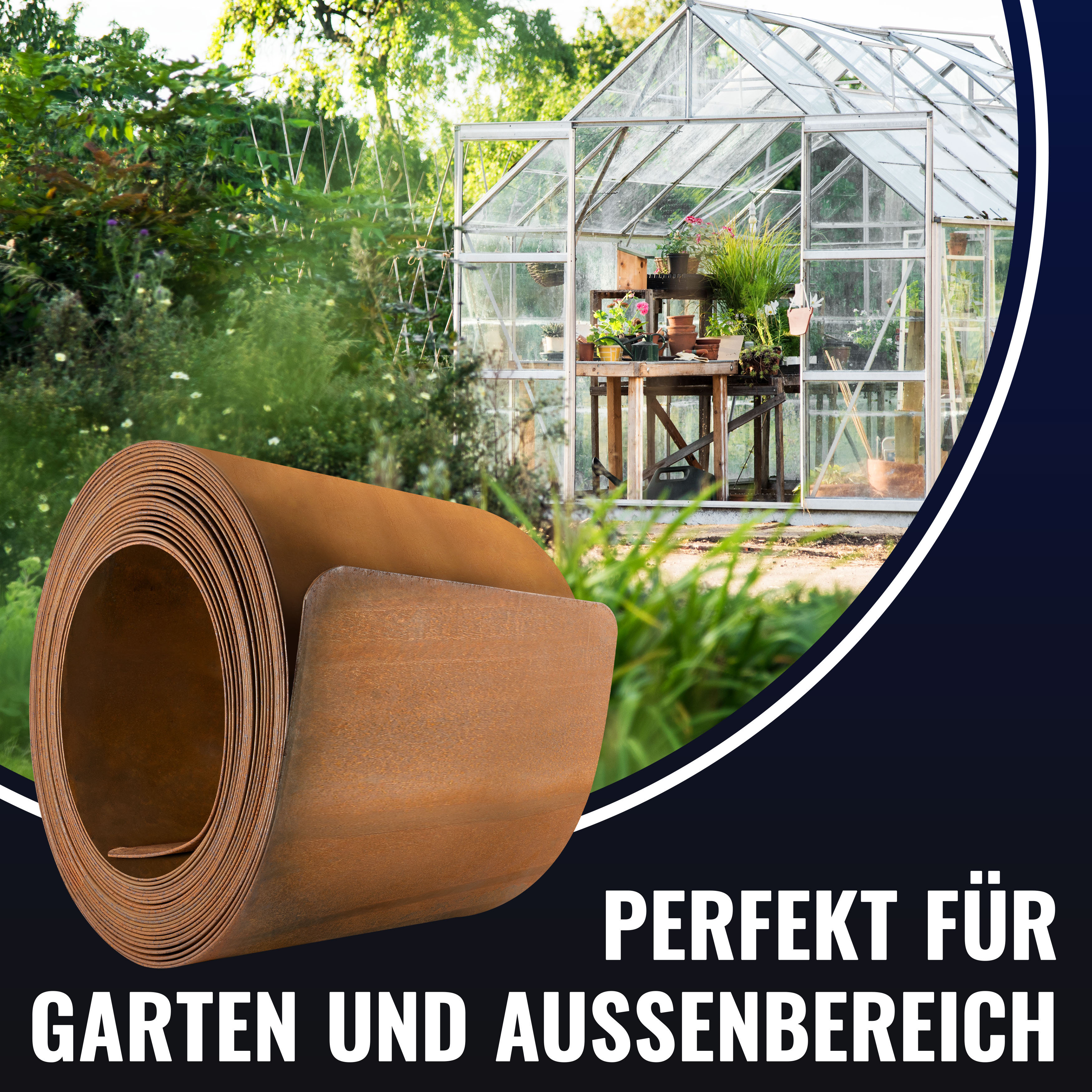 Rasenkante Cortenstahl 10m*14 cm*0,5 mm, 1 Rolle