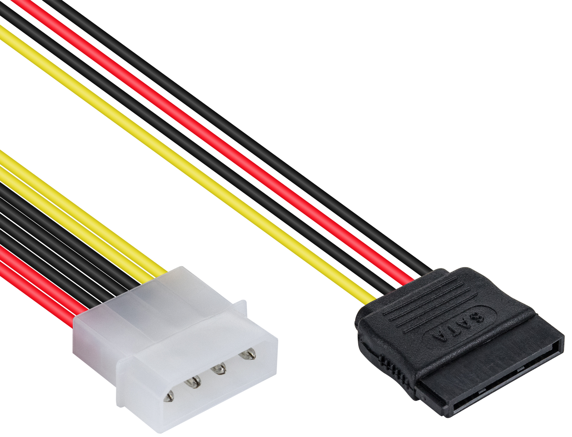 Stromkabel Adapterkabel Molex 4-pin auf SATA 15-pin, 10 cm