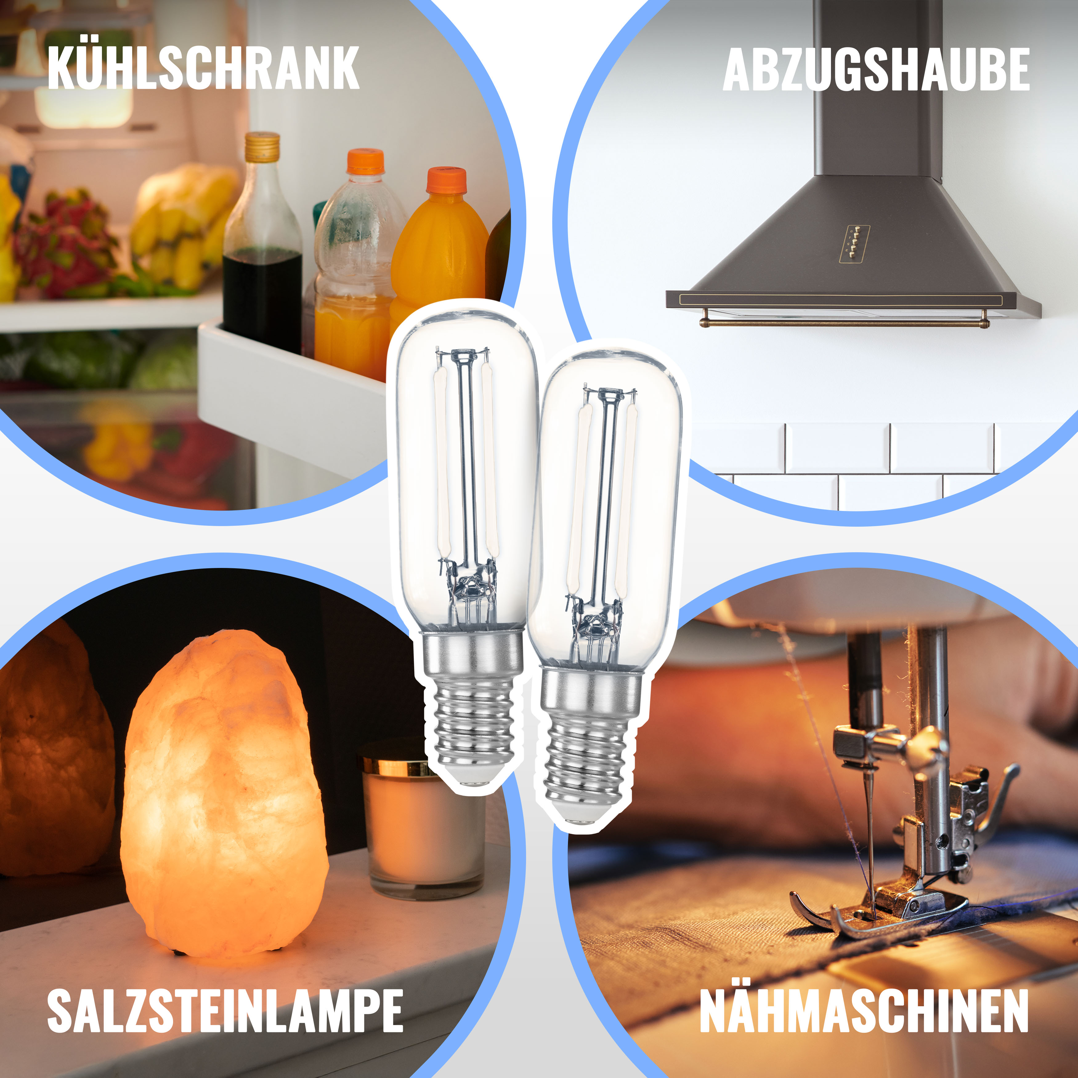 LED Lampen E14 für Dunstabzugshaube 4W 440lm kaltweiß, 2 St.