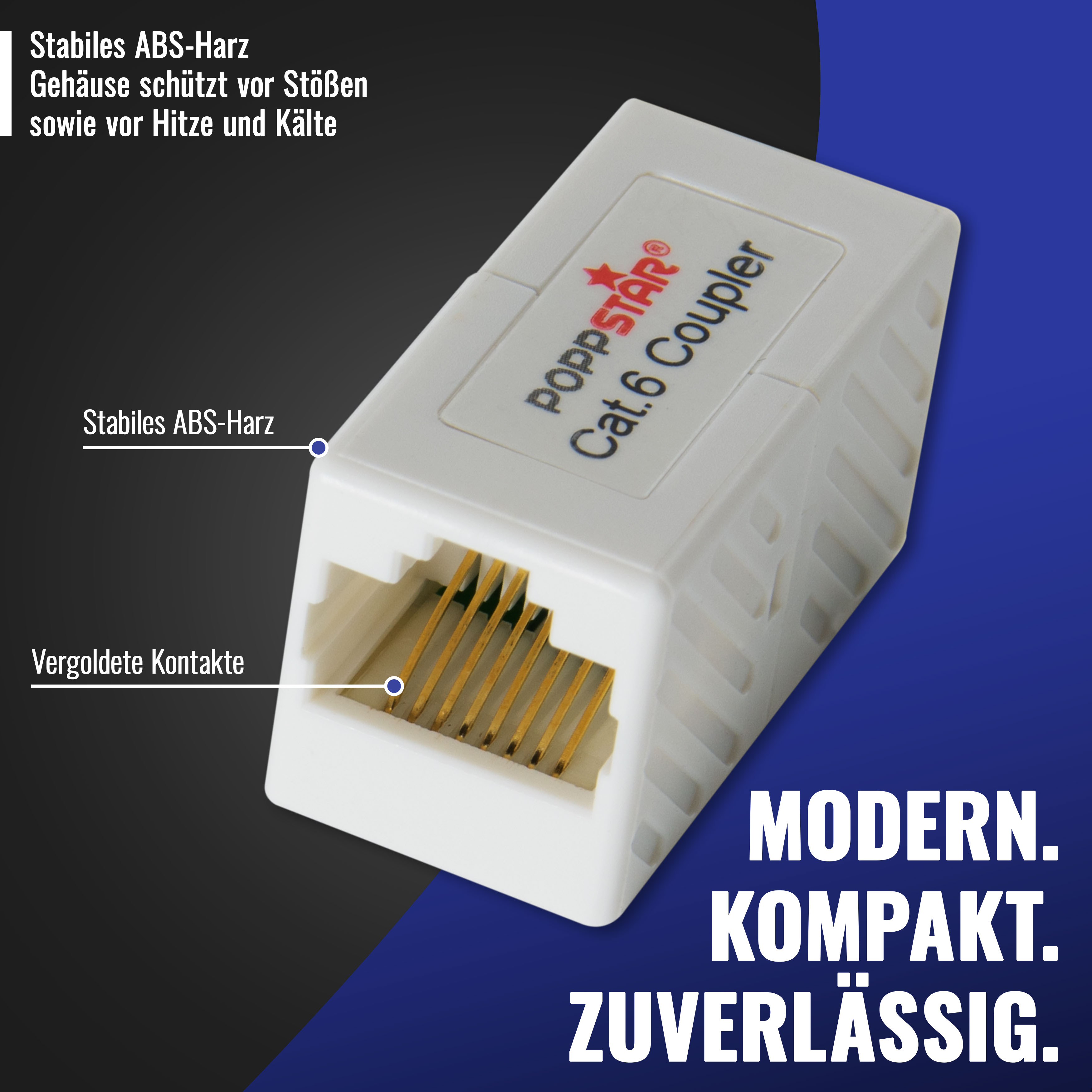 Adapter RJ45 Kupplung Cat6 (2x Buchse, 8-polig, geschirmt), 2 Stk