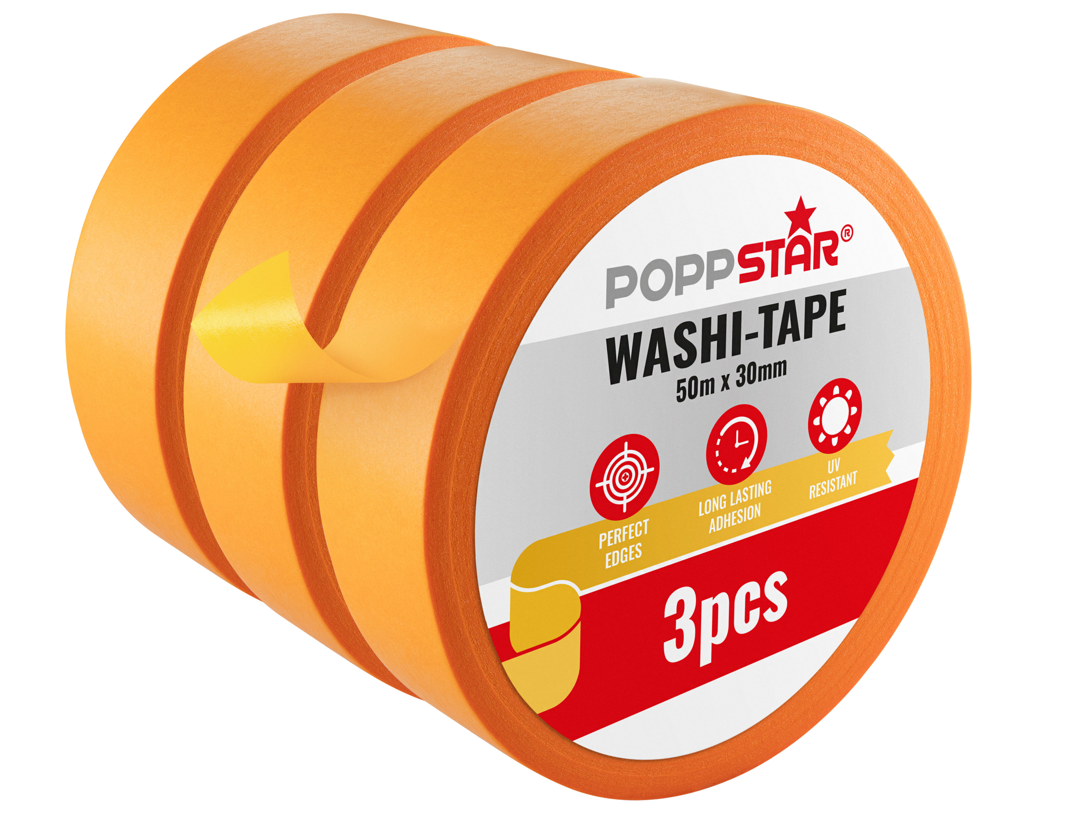 Goldband aus Washi-Papier (50m x 30mm), 3 Rollen