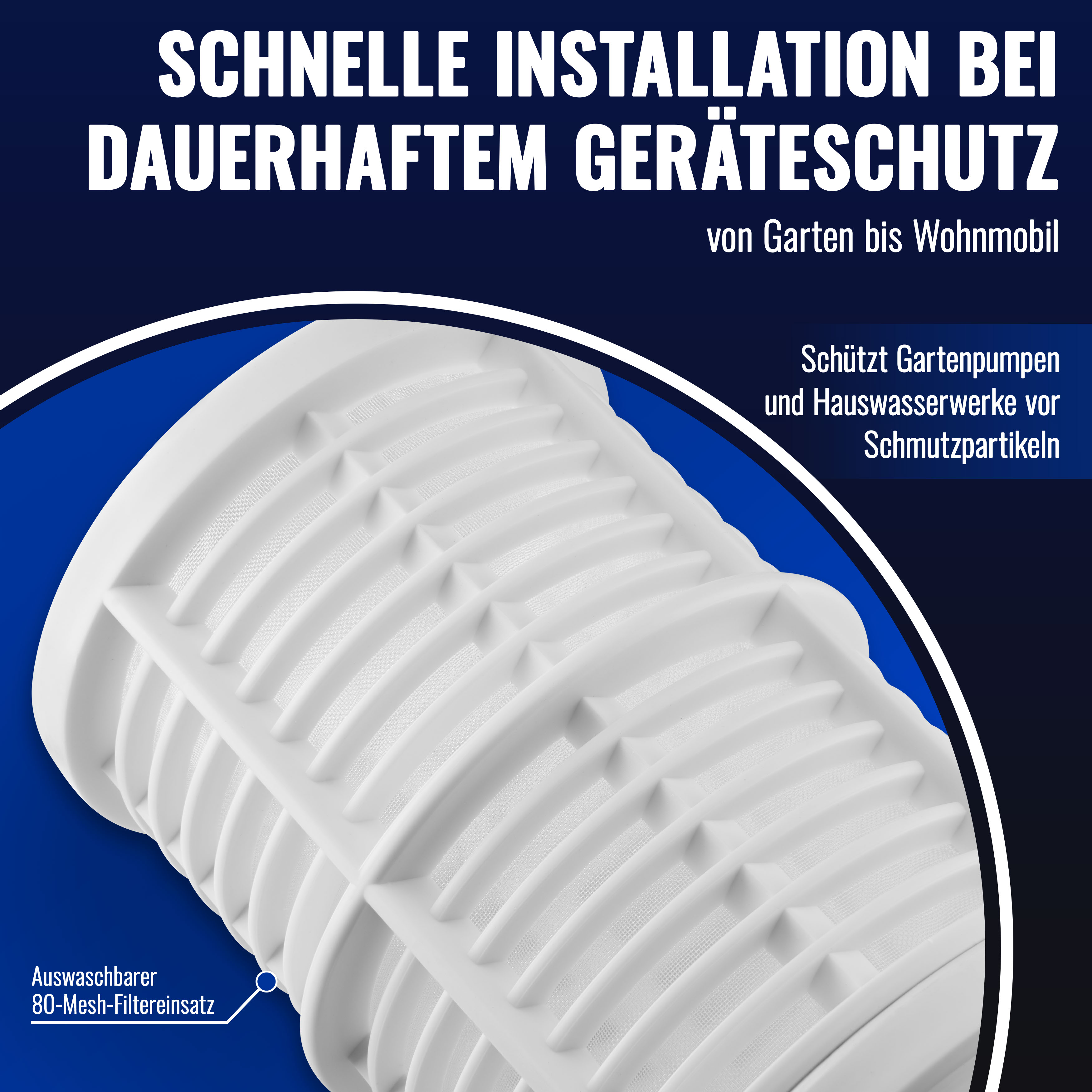 Vorfilter Gartenpumpe (Wasserfilter G1 IG 30,3 mm 2 L 80 Mesh)