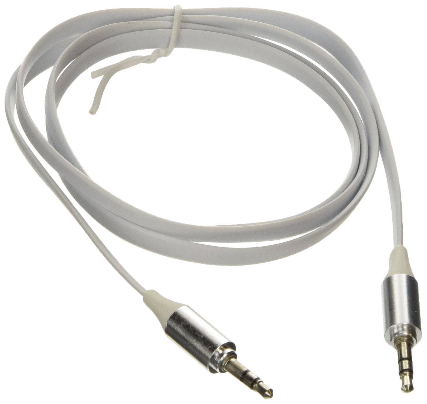 Poppstar 3,5mm Flachband Audio Klinken-Kabel 1m weiß für Handy/Smartphone/Tablet