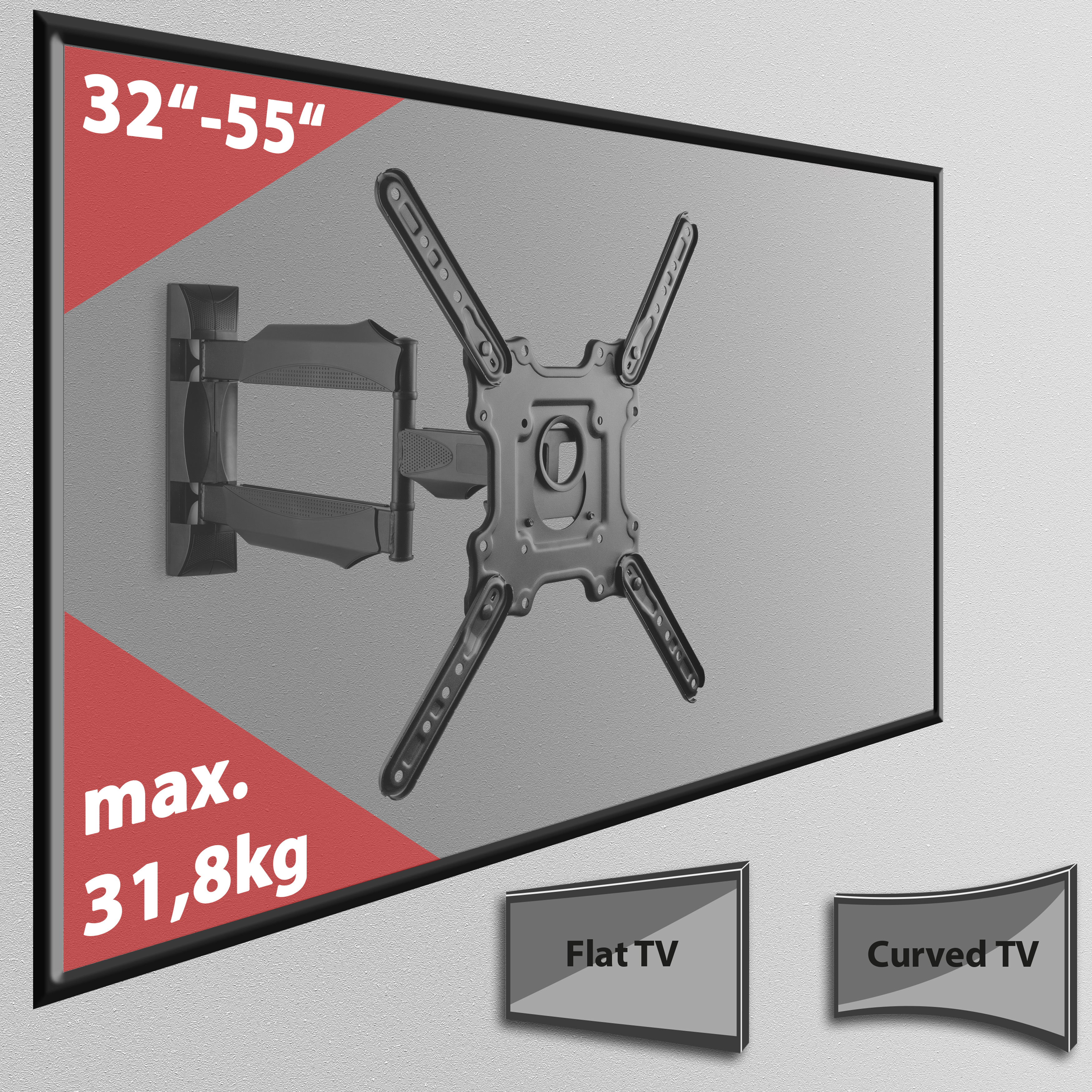 TV Wandhalterung schwenkbar für 32" - 55" Monitore bis 32kg