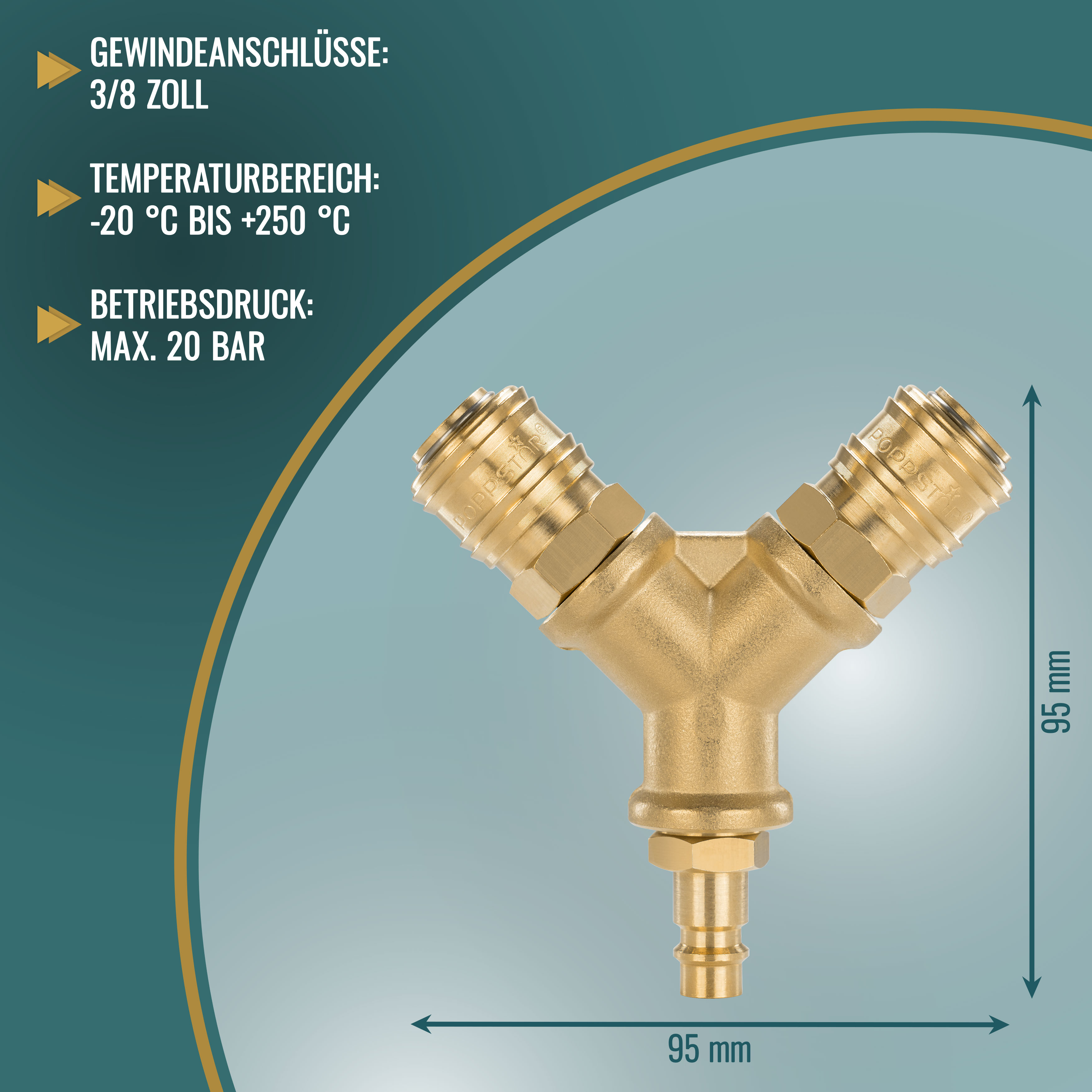 Druckluftverteiler 2-fach mit Schnellkupplungen 3/8" (NW 7.2)