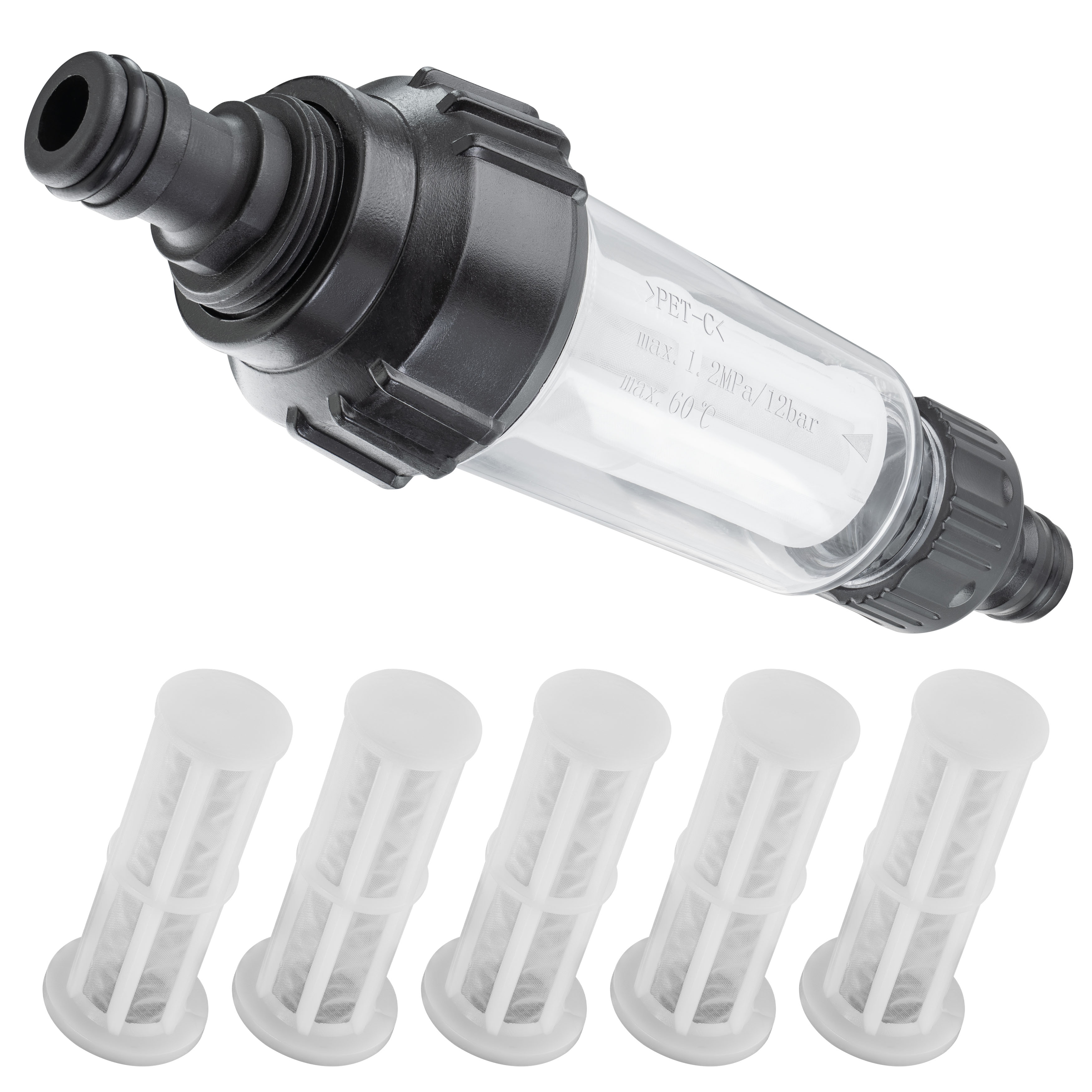 Poppstar 3/4" Wasserfilter für Gartenschlauch, mit Adapter