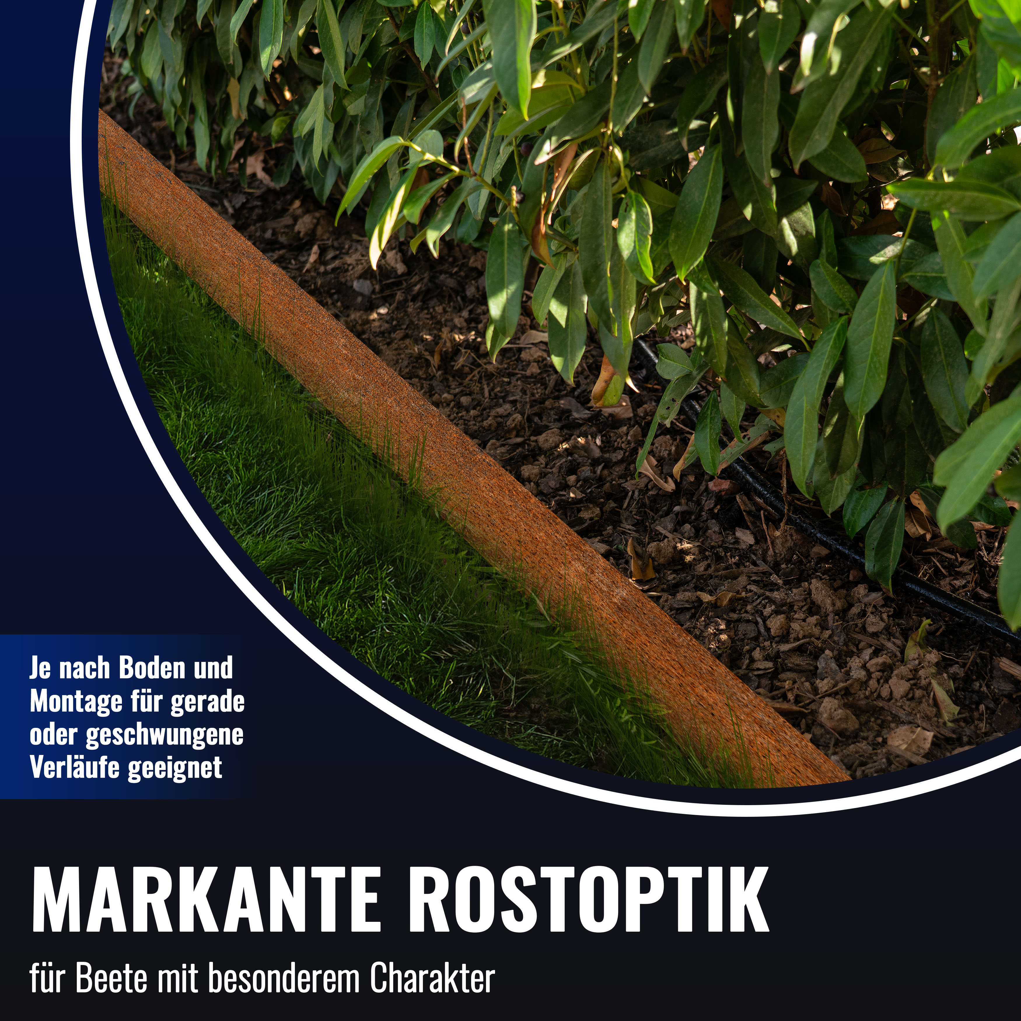 Rasenkante Cortenstahl 10m*14 cm*0,5 mm, 1 Rolle