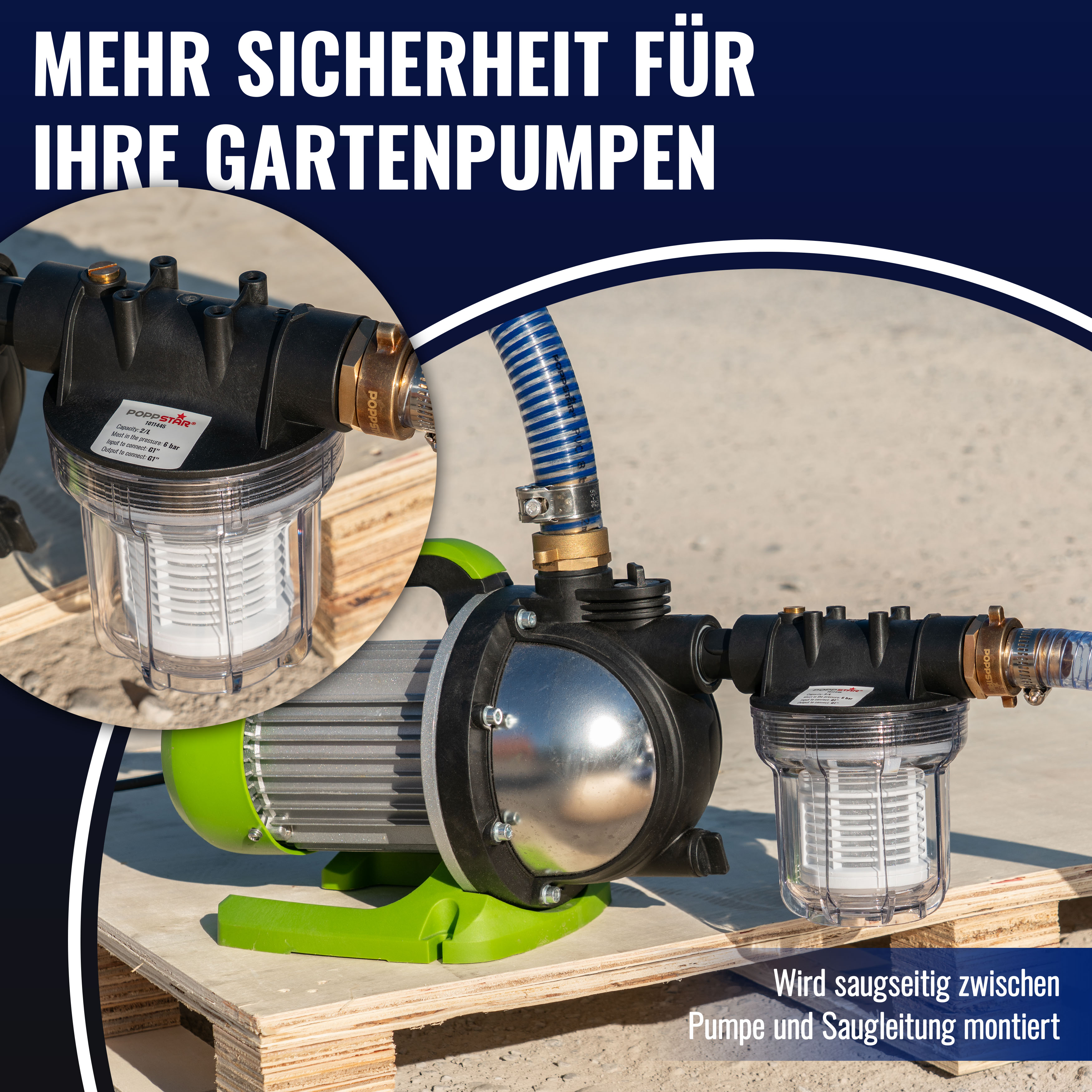 Vorfilter Gartenpumpe (Wasserfilter G1 IG 30,3 mm 1 L 80 Mesh)