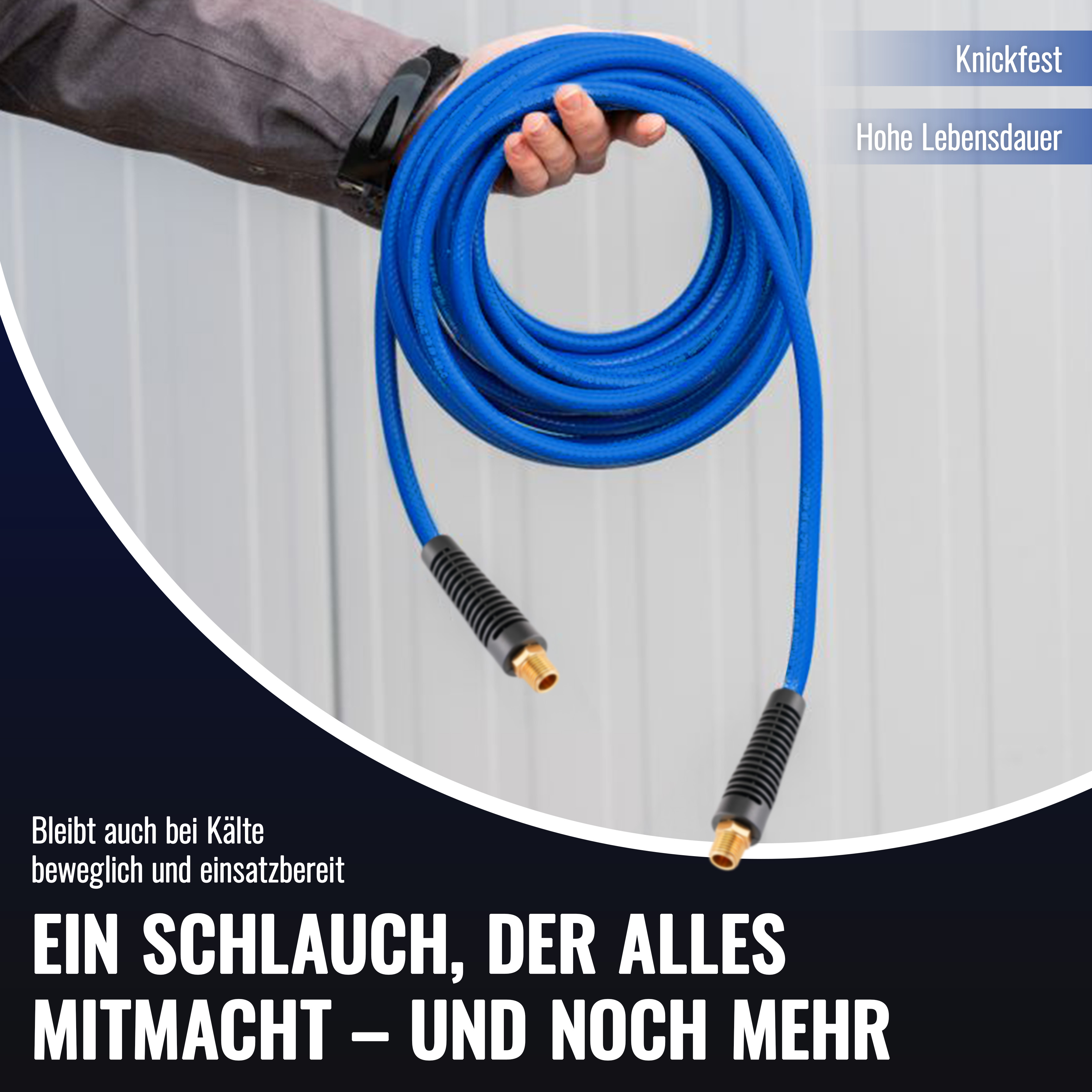 30m PVC Hybrid Druckluftschlauch mit Tülle 1/4" (ID 6mm)