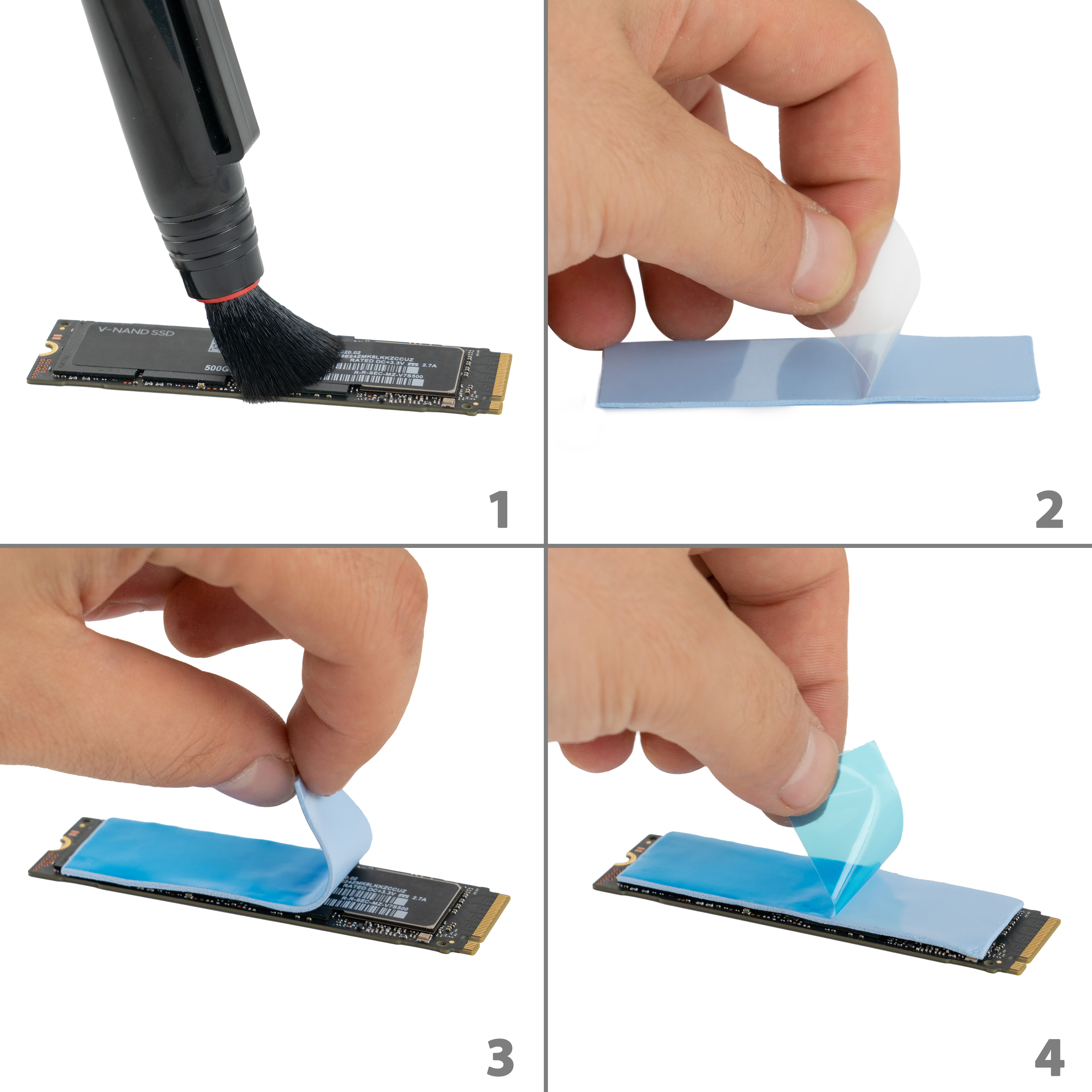 12 Wärmeleitpads (je 4x 0,5 mm/1,0 mm/1,5 mm) für M.2 SSD