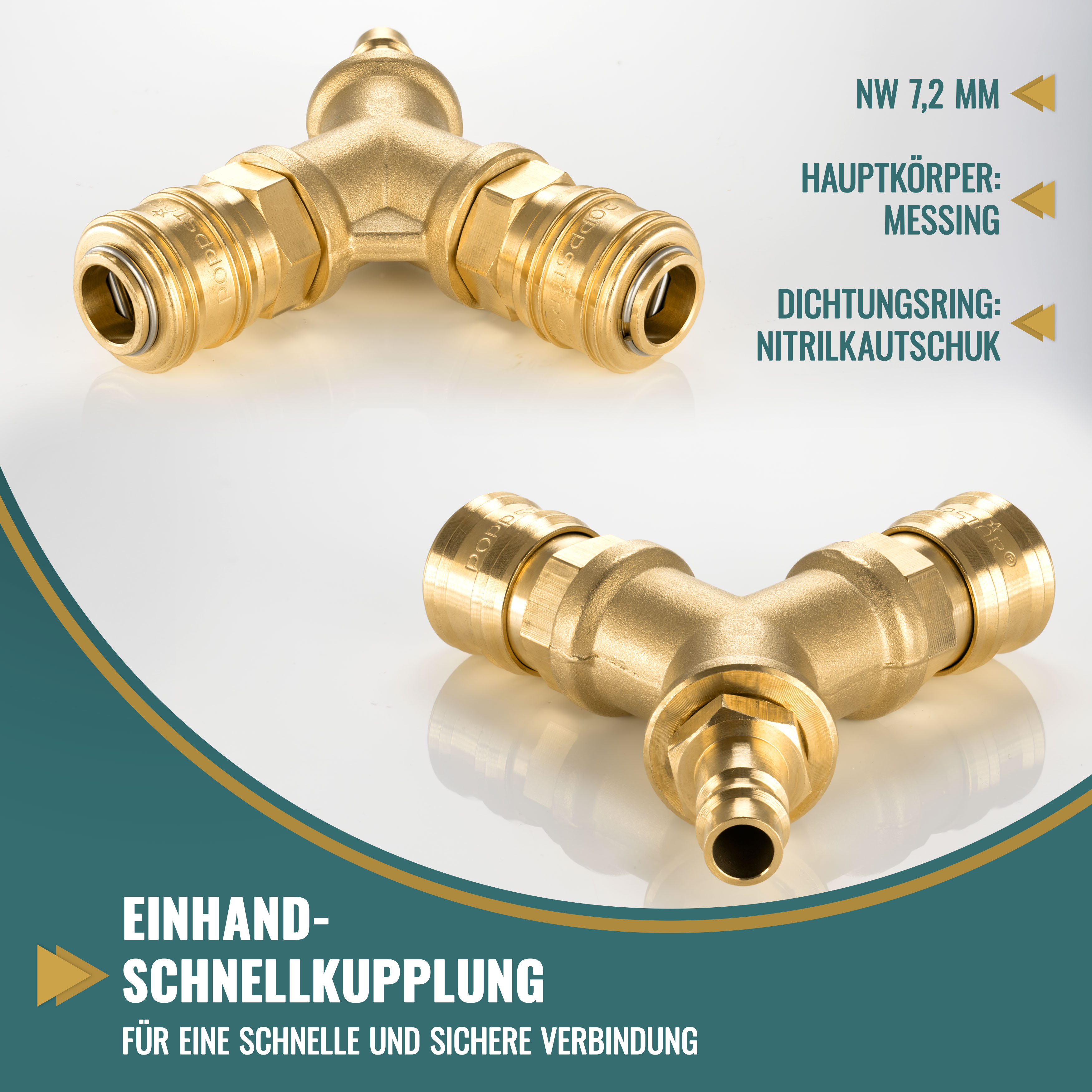 Druckluftverteiler 2-fach mit Schnellkupplungen 1/4" (NW 7.2)