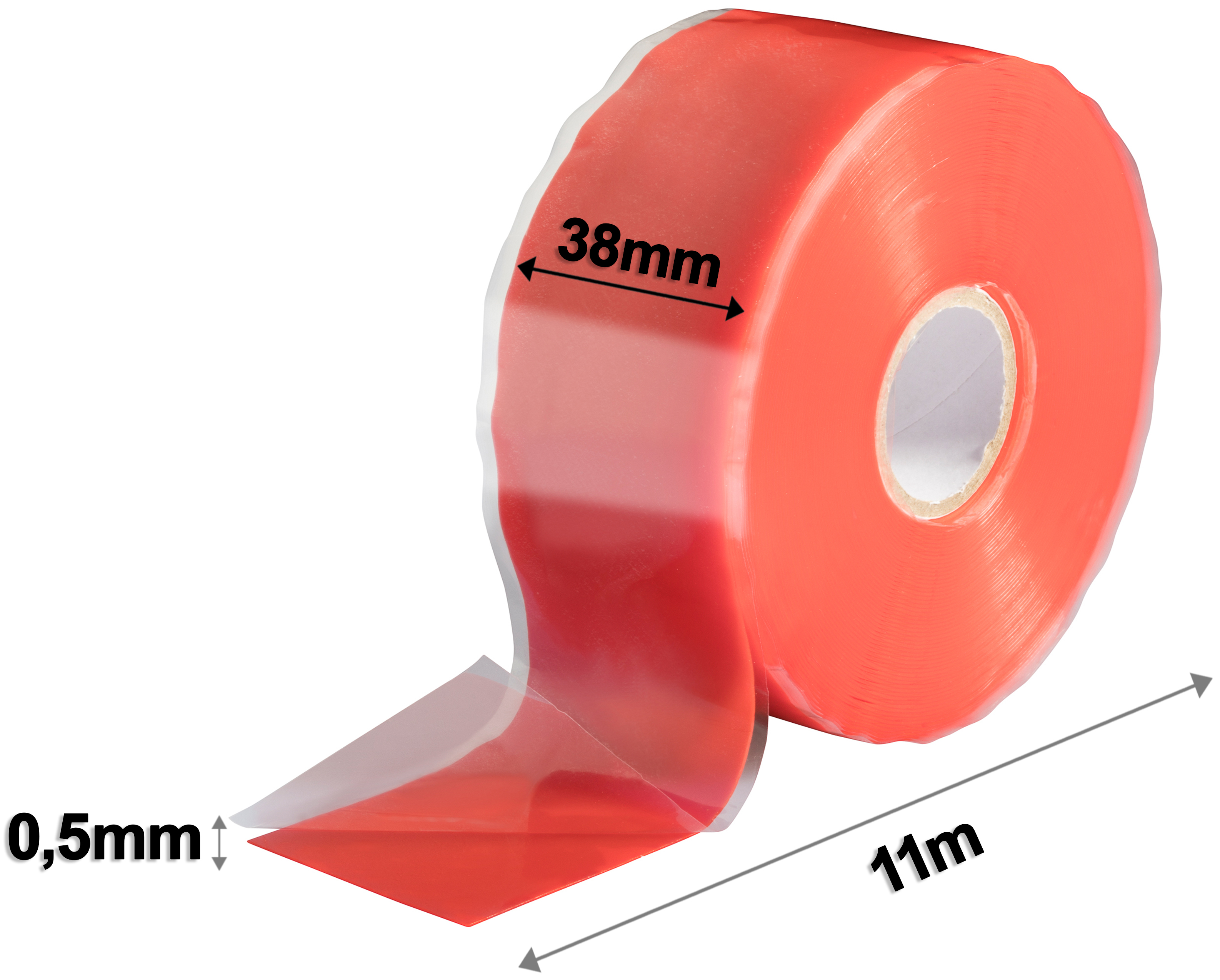 Poppstar selbstverschweißendes Silikonband rot 11m x 38mm