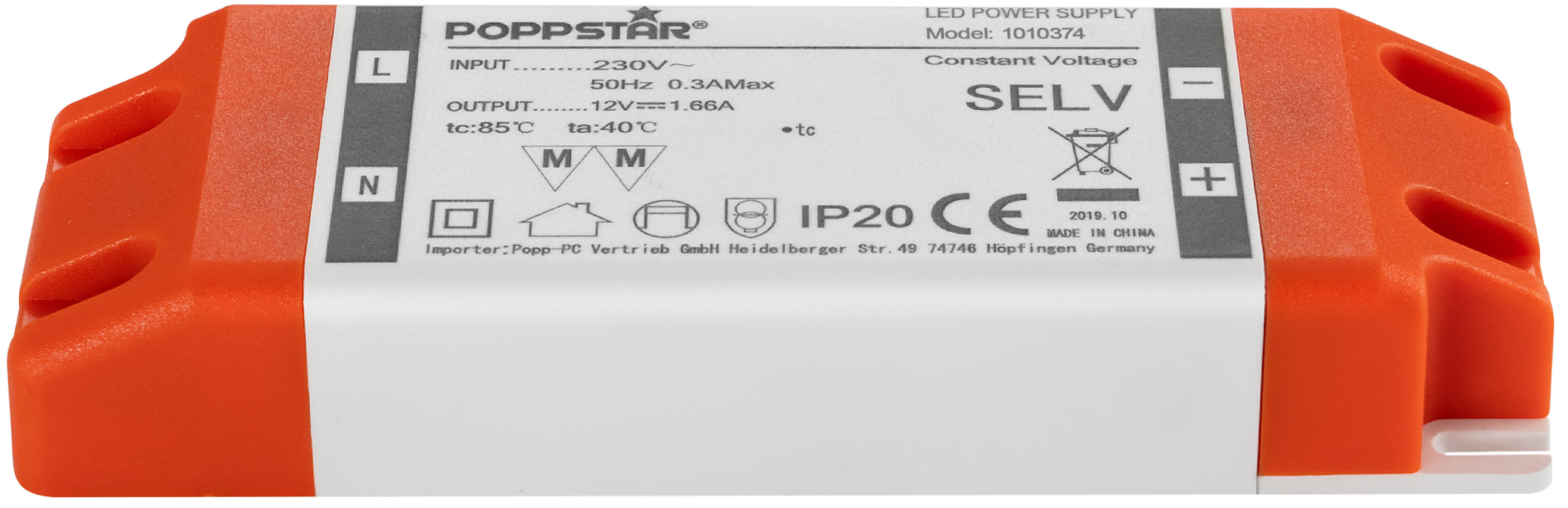 LED Trafo 12V DC 1,66A 20W für LED Licht / LED Lampe