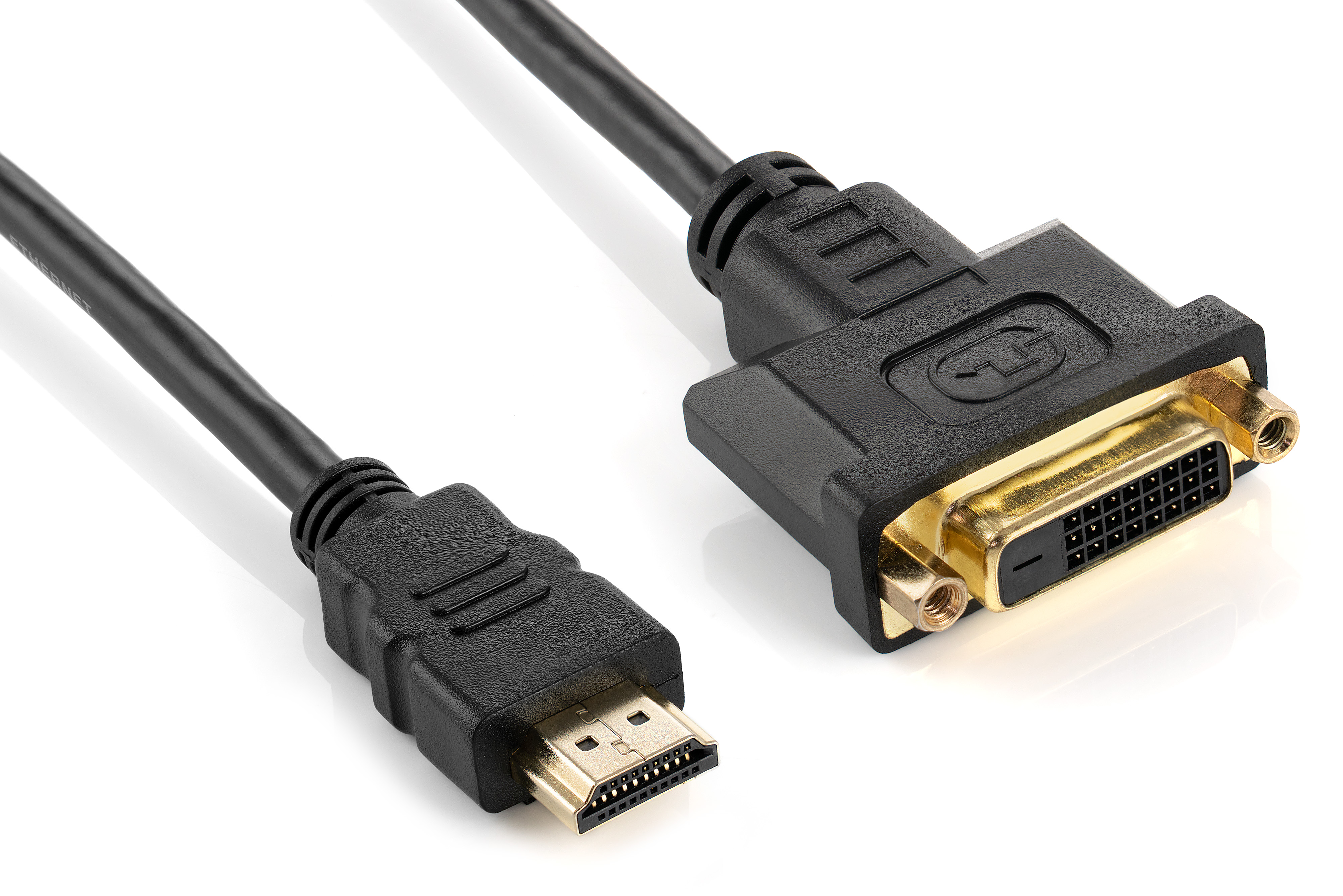 HDMI Stecker DVI Buchse vergoldet, 19 auf 24+1 Pin, 12cm Kabel