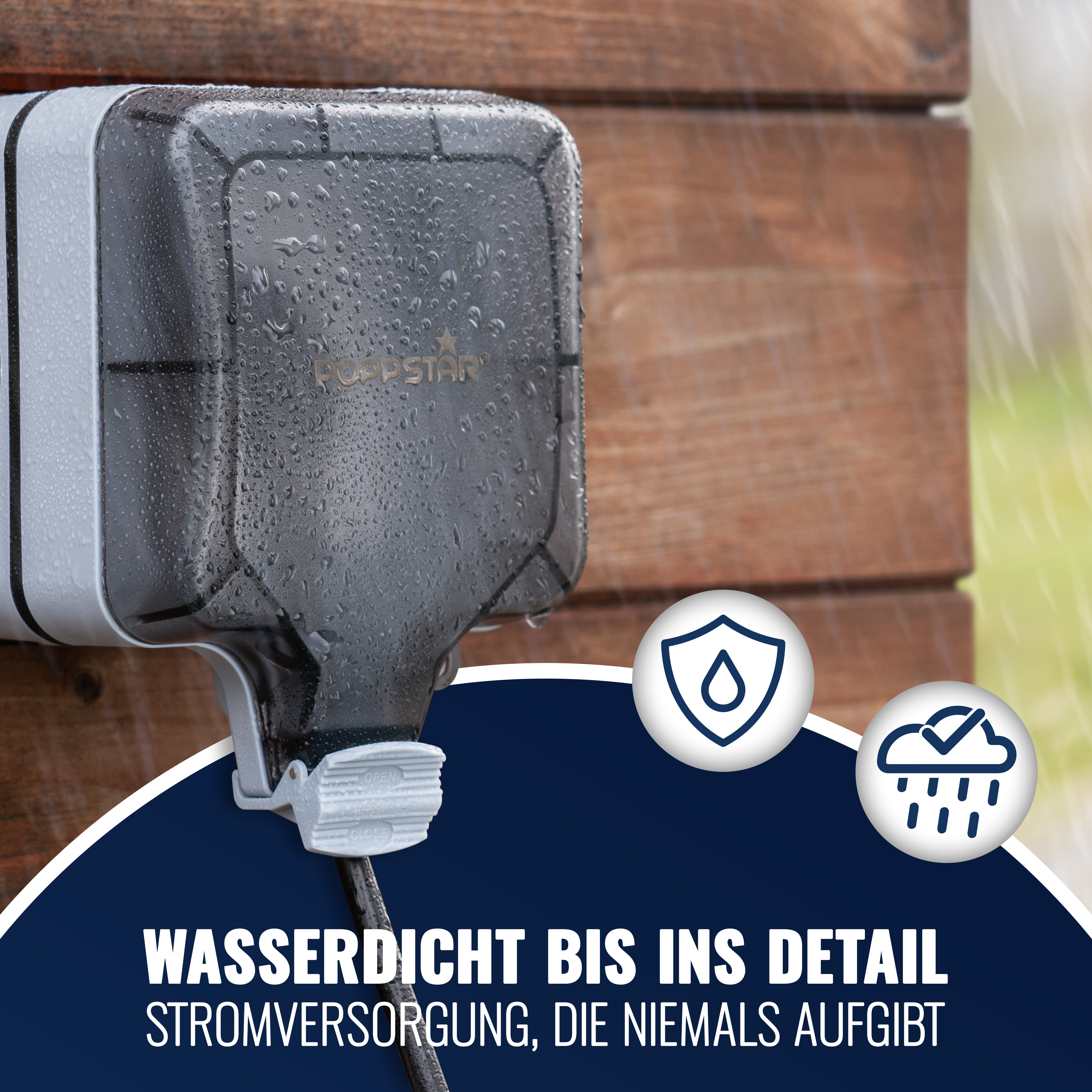 Wasserdichte Außensteckdose, 1-fach, IP66, abschließbar