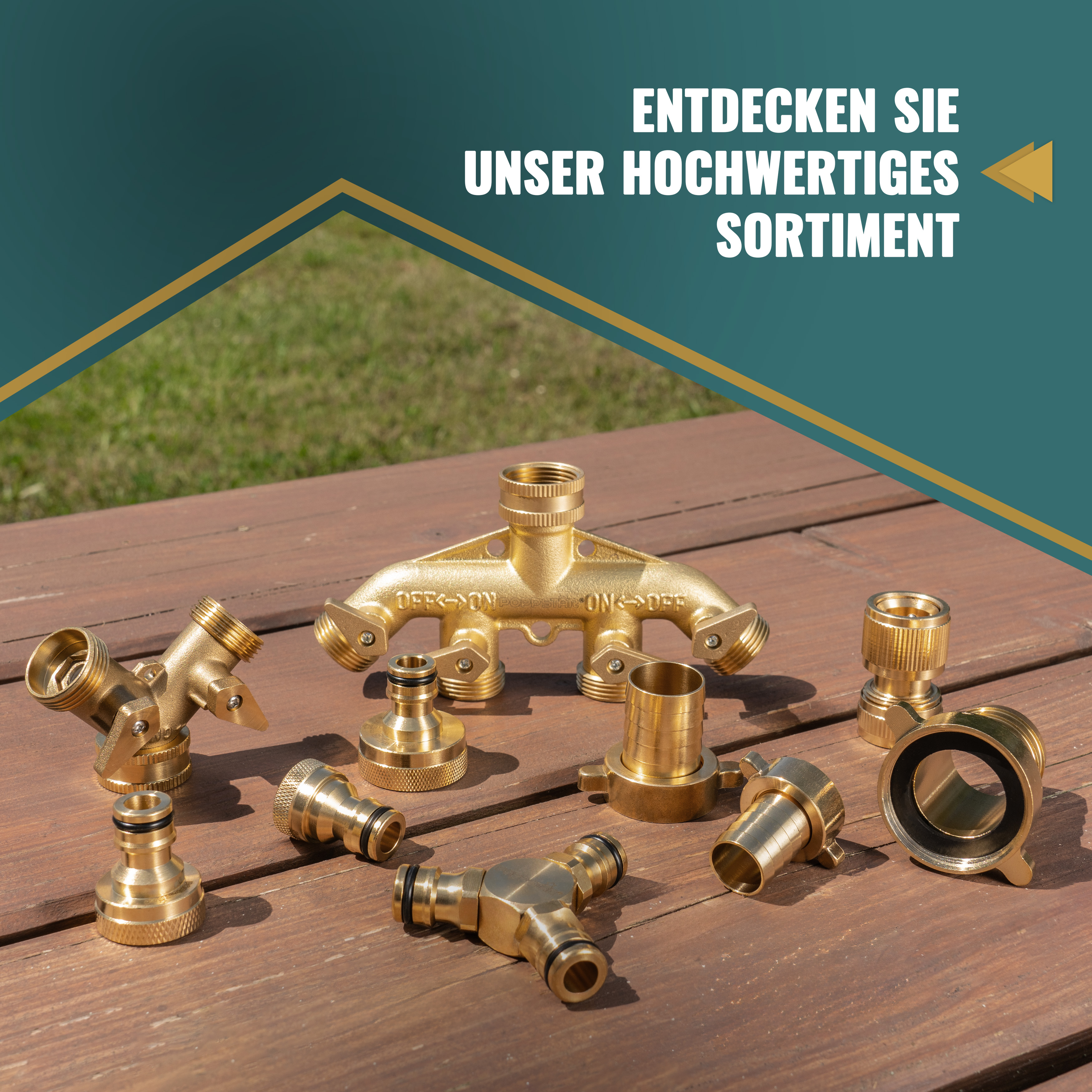 Wasserhahn 4-Wege-Verteiler mit Absperrventilen