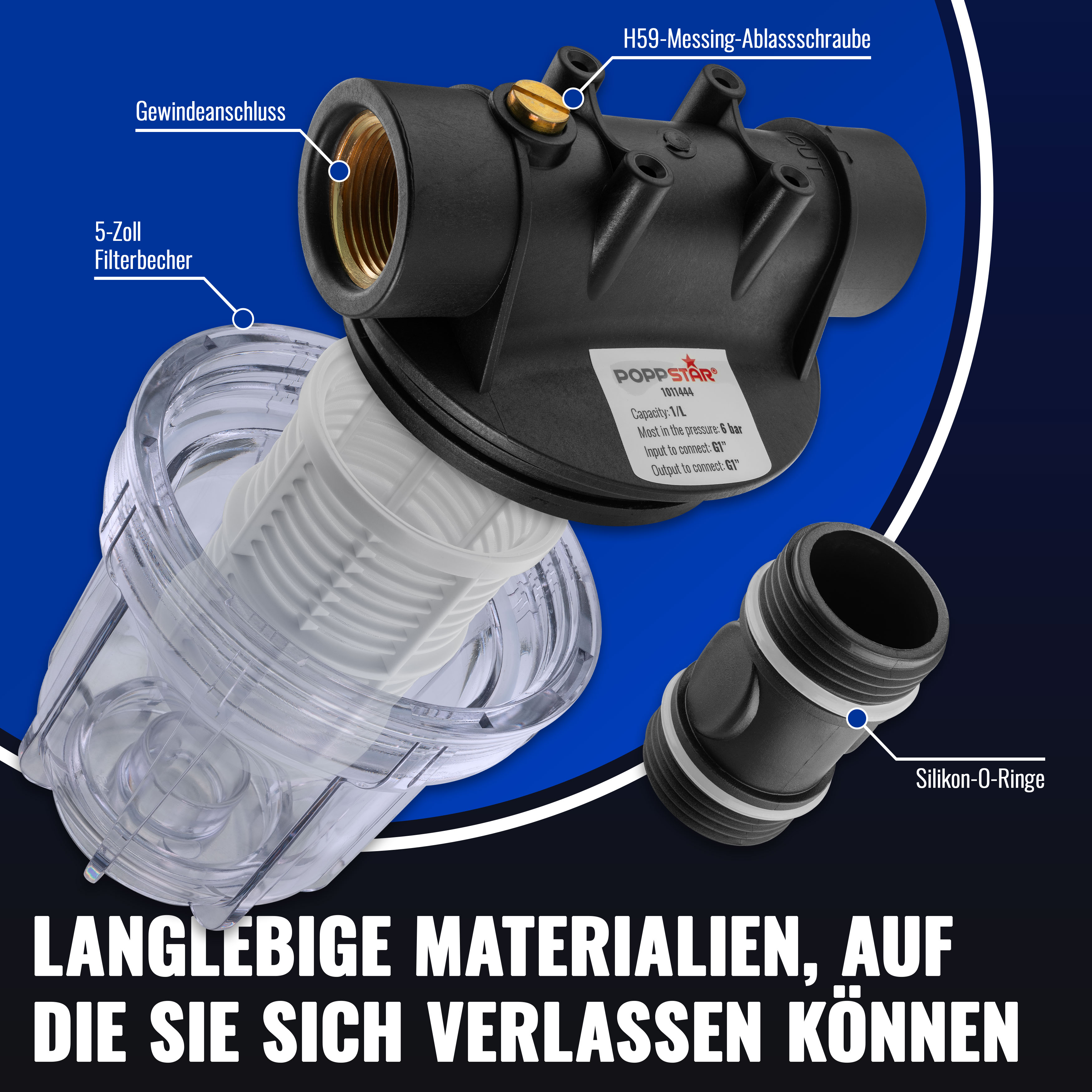 Vorfilter Gartenpumpe (Wasserfilter G1 IG 30,3 mm 1 L 80 Mesh)