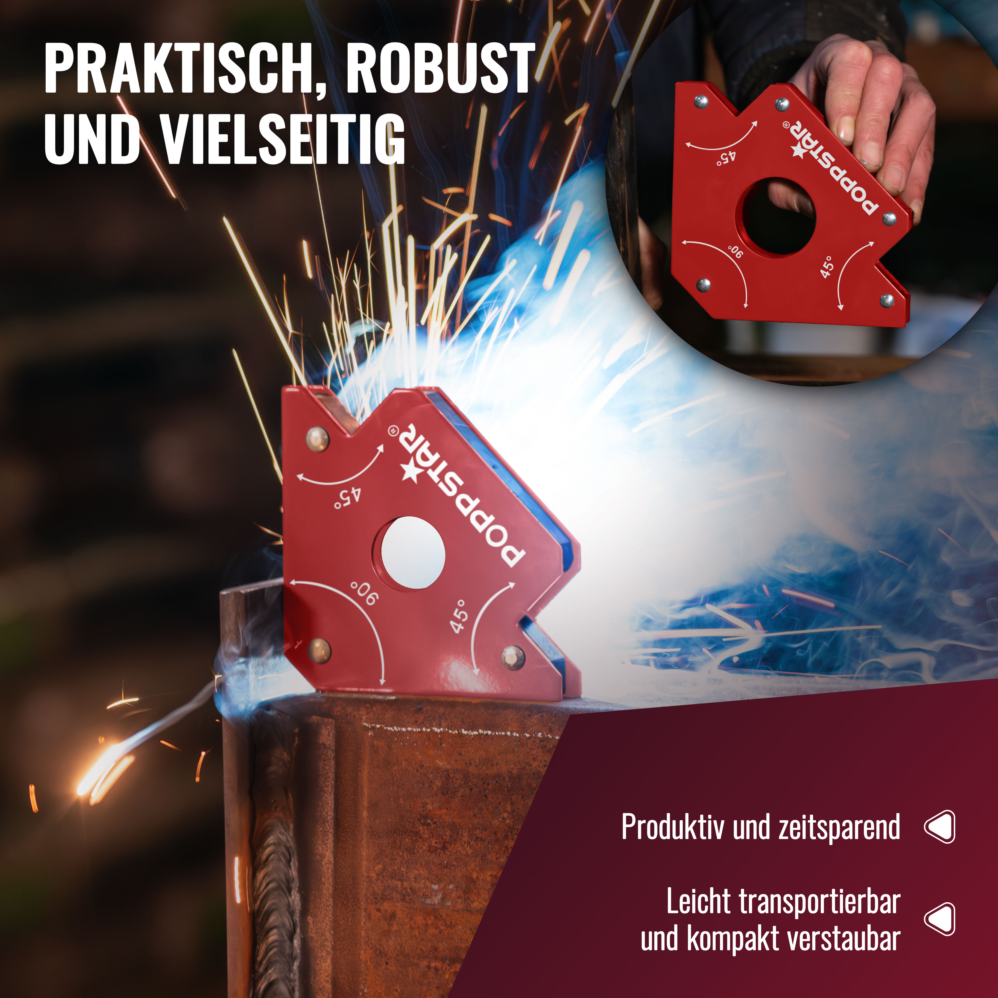 Schweißmagnet klein 2er-Set, Haftkraft 11,3 kg