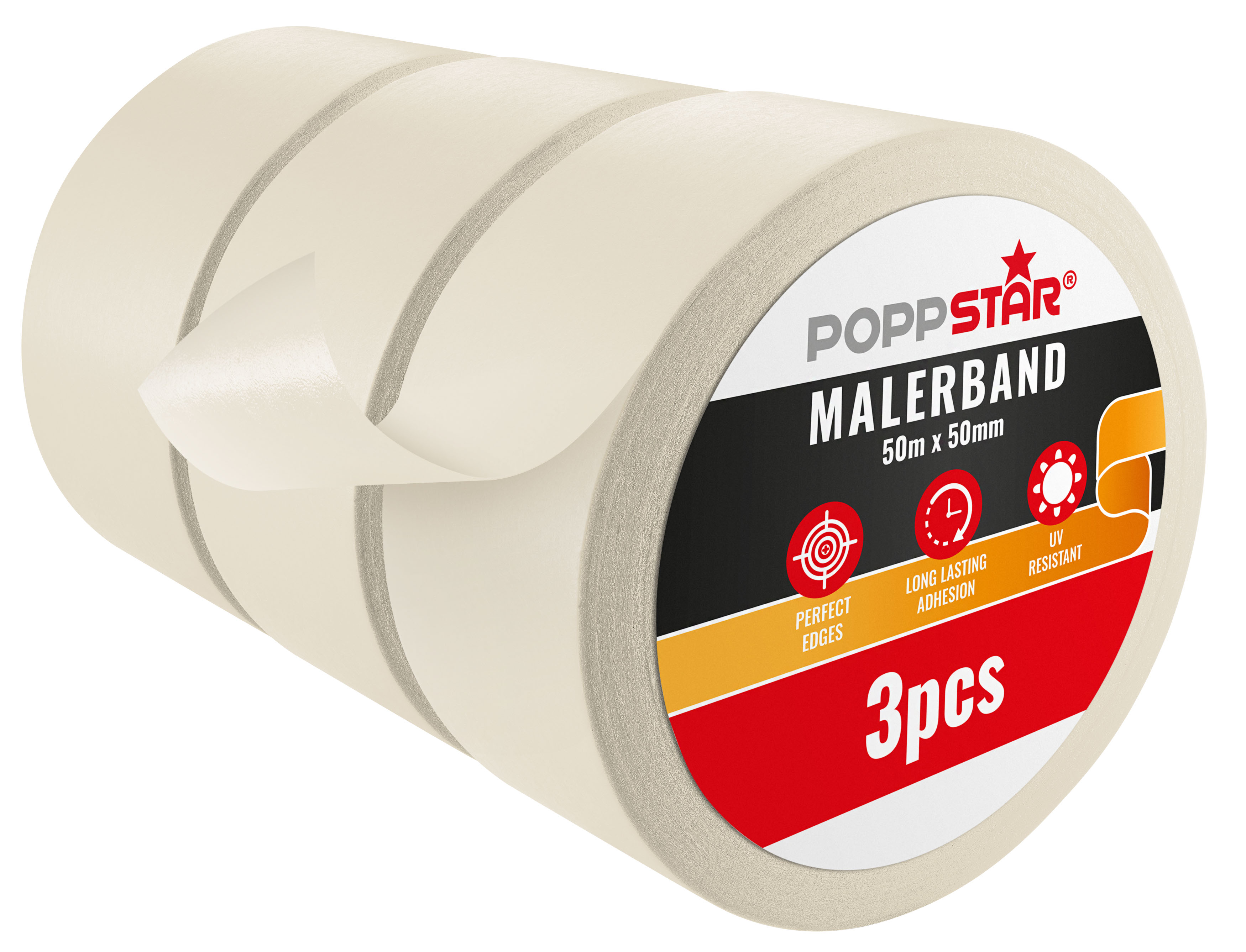 Malerkrepp Kreppband (50mx50mm), 3 Rollen