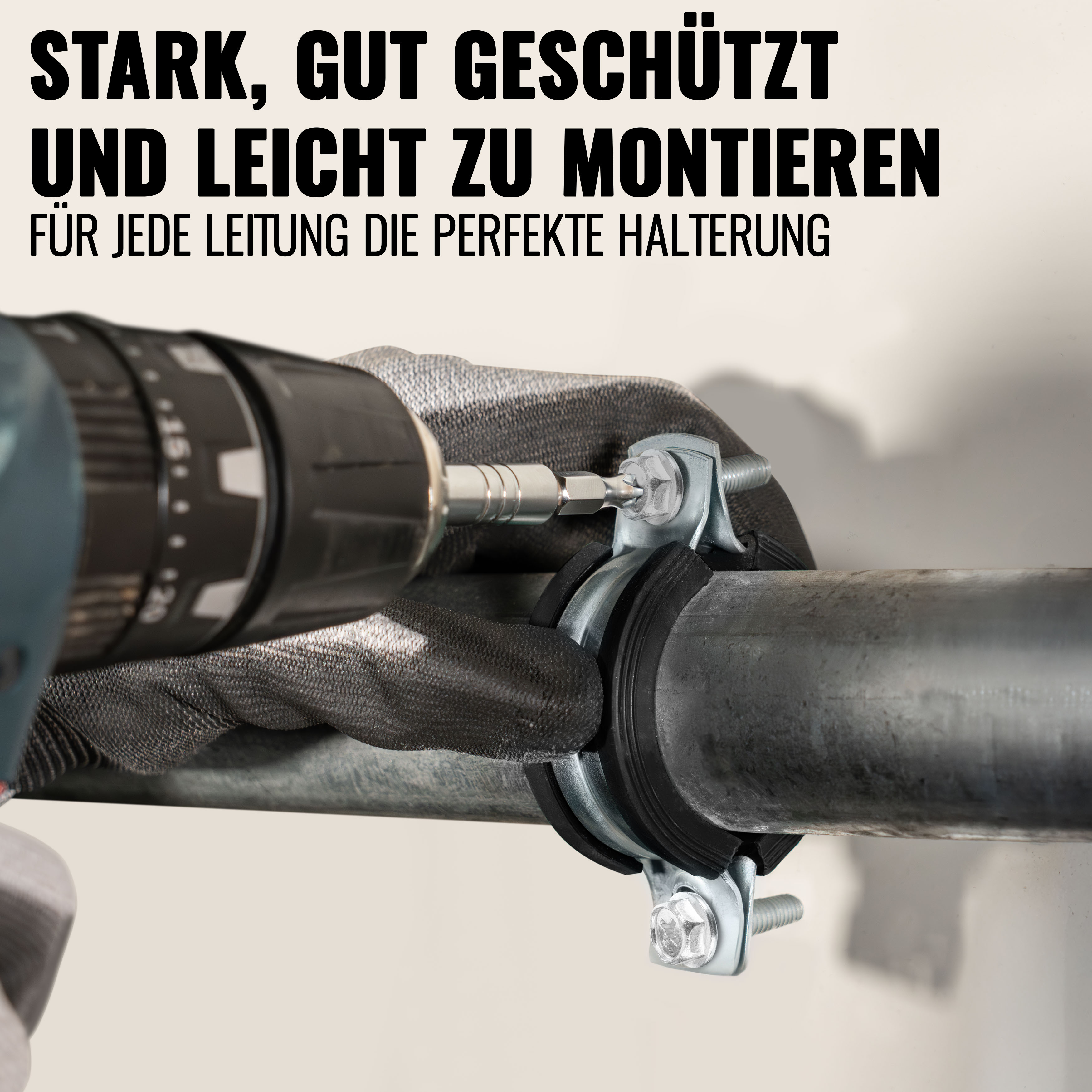 10 Schraubrohrschellen W1 (50-56 mm, Stockschrauben und Dübeln)