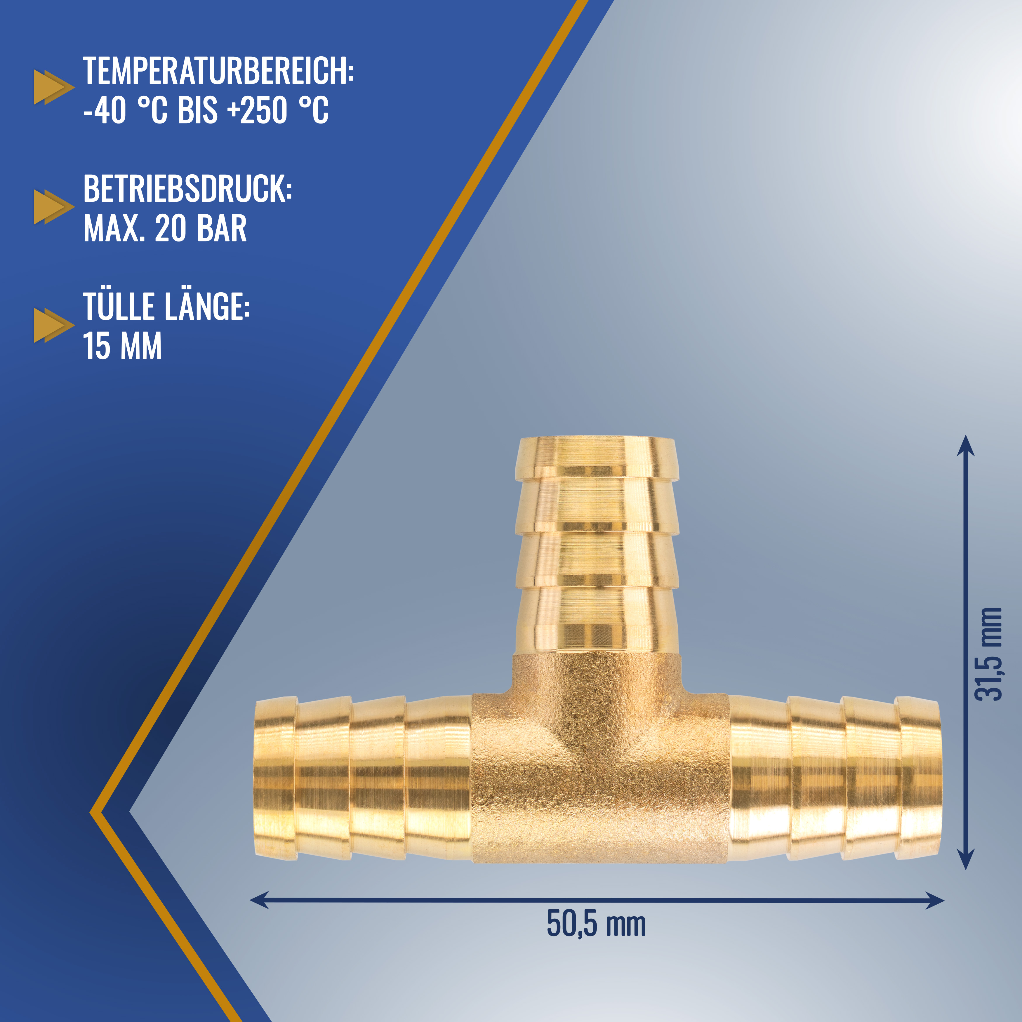 T-Pneumatik-Steckverbinder aus vernickeltem Messing T-Pneumatik-Steckverbinder aus vernickeltem Messing