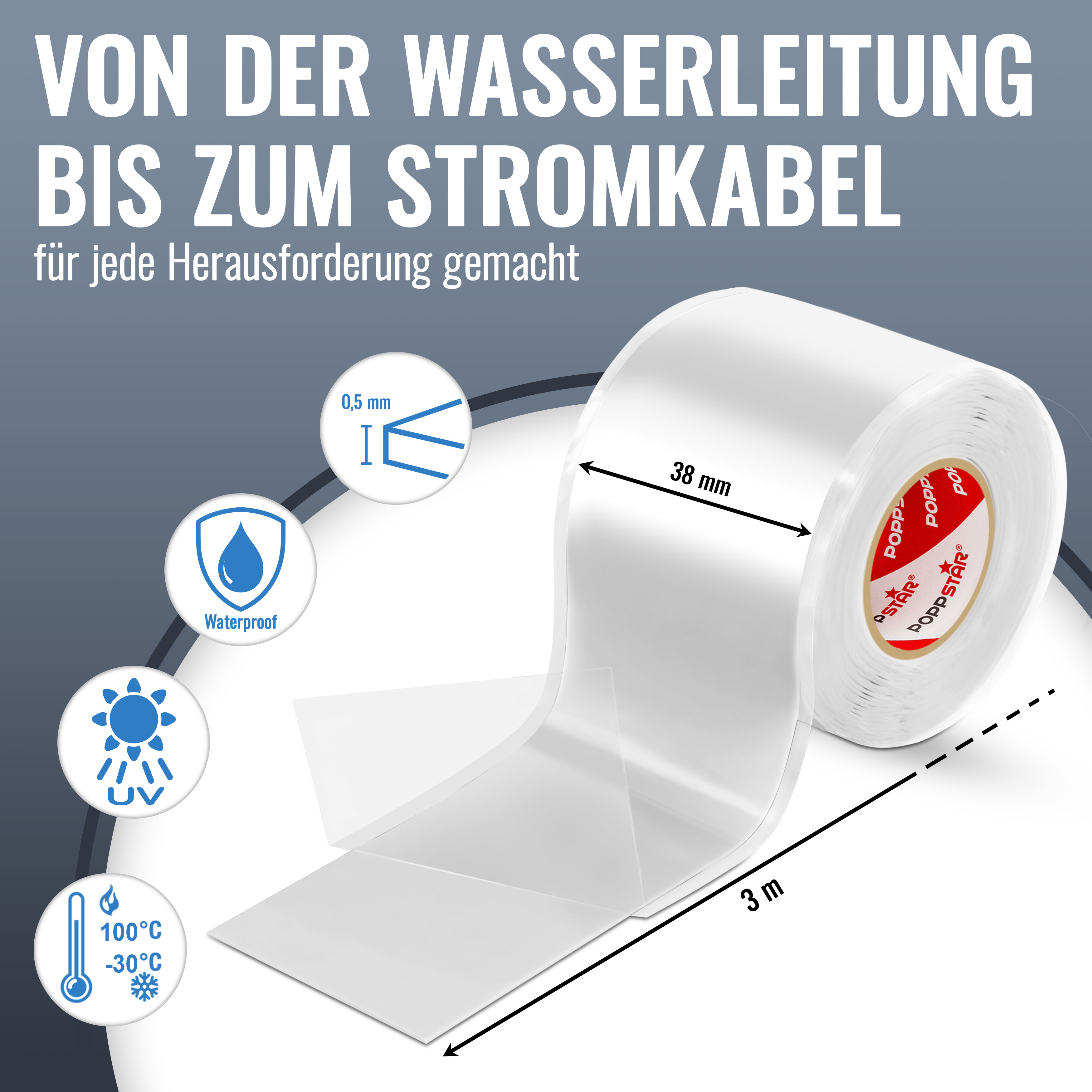 selbstverschweißendes Silikonband weiß 3m x 38mm