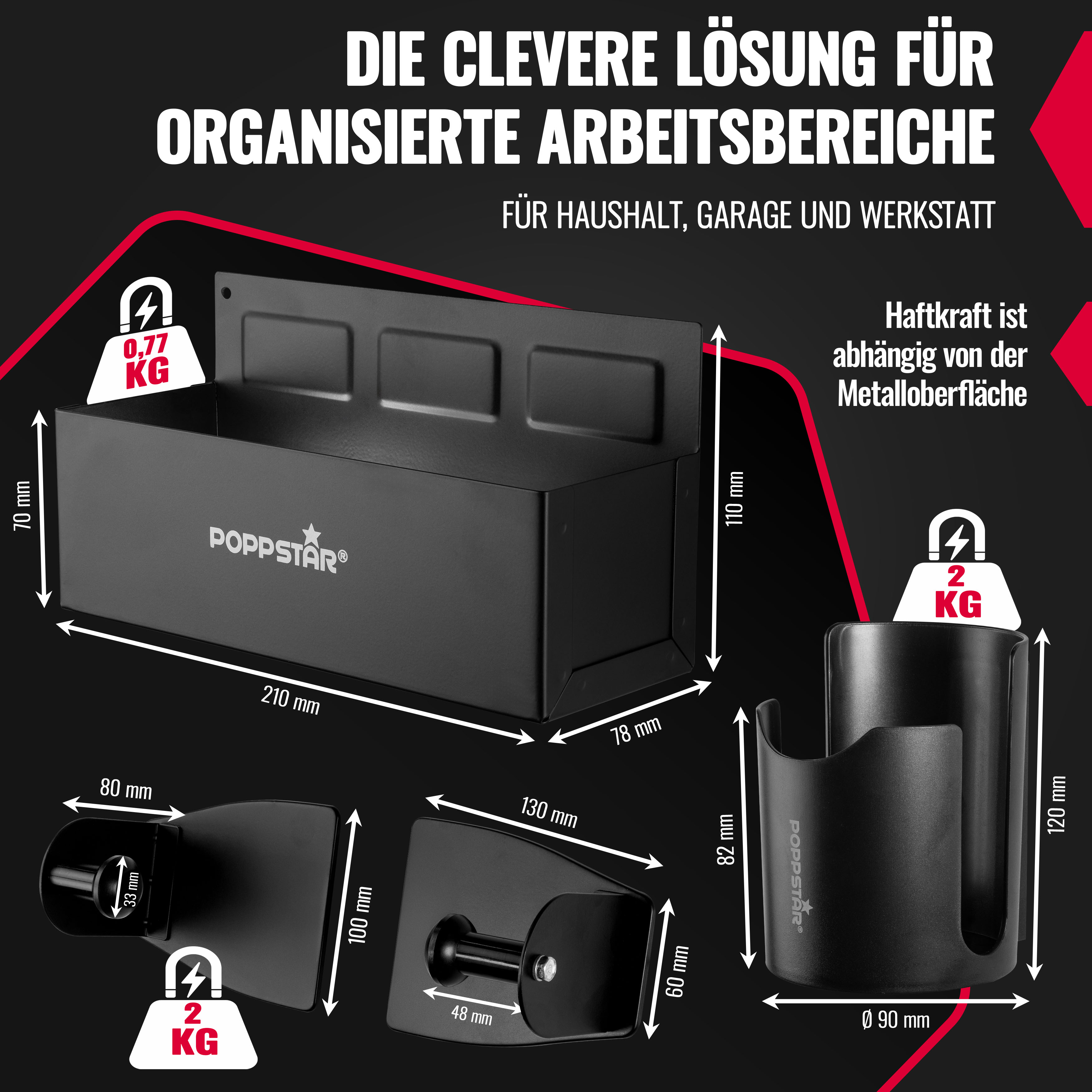 Werkzeug-Ablage Set mit Kastenablage und Becherhaltern