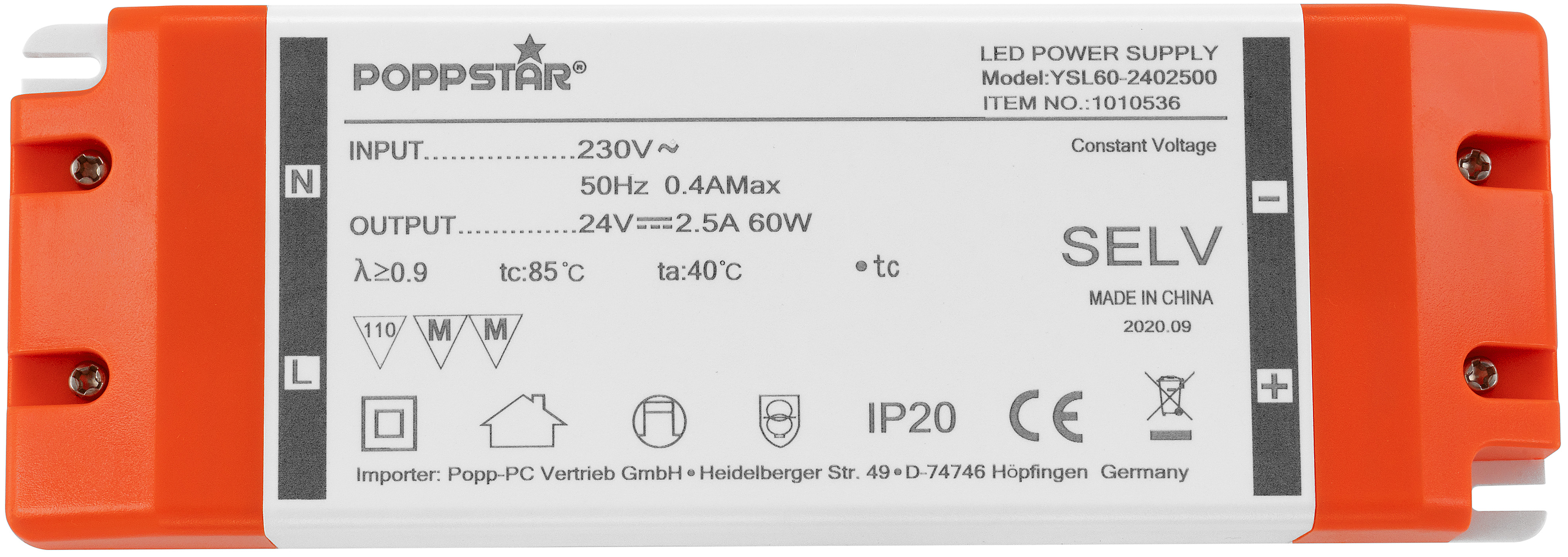 LED Trafo 24V DC 2,5A 60W für LED Licht / LED Lampe