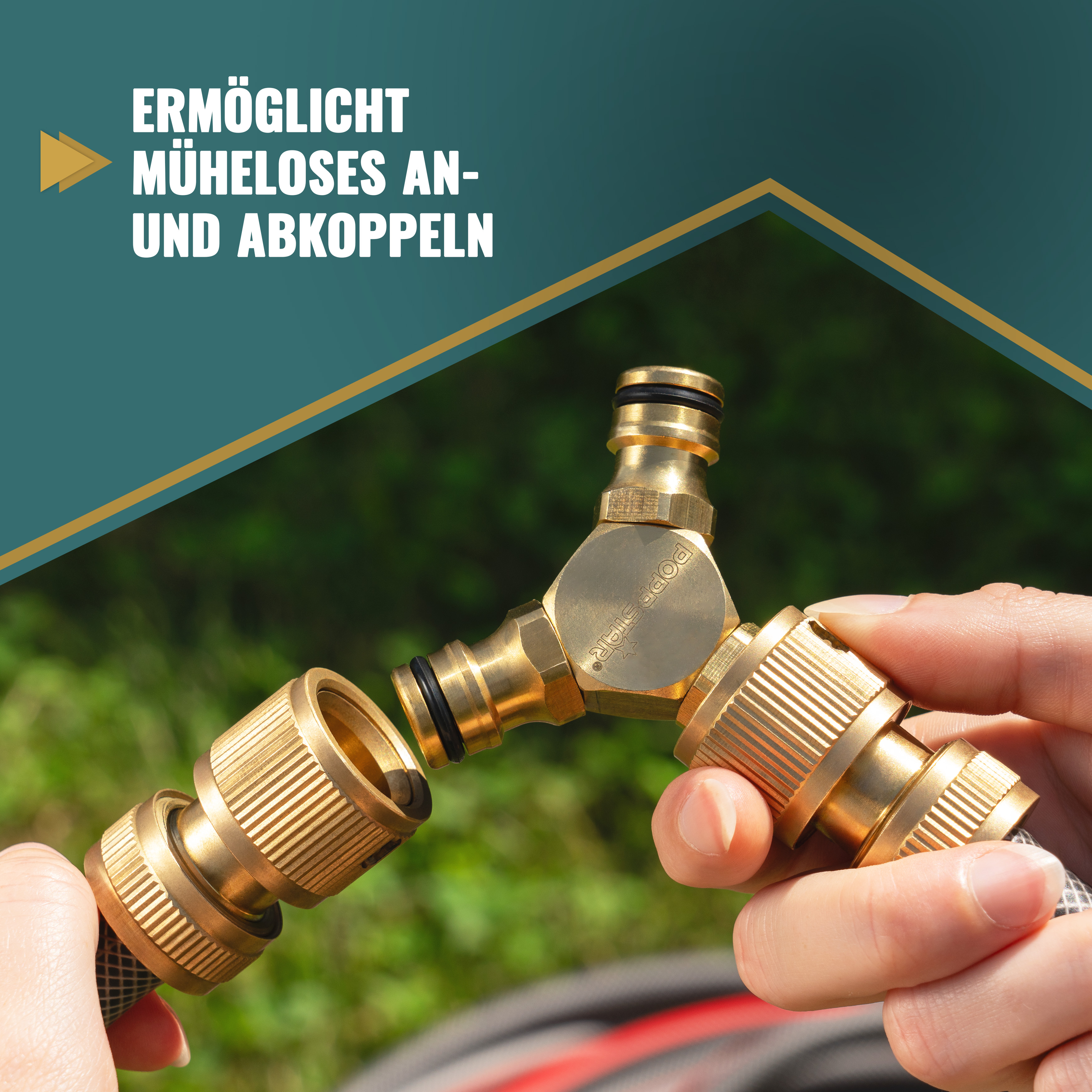 Wasserhahn 2-Wege-Verteiler mit 3 Steckanschlüssen