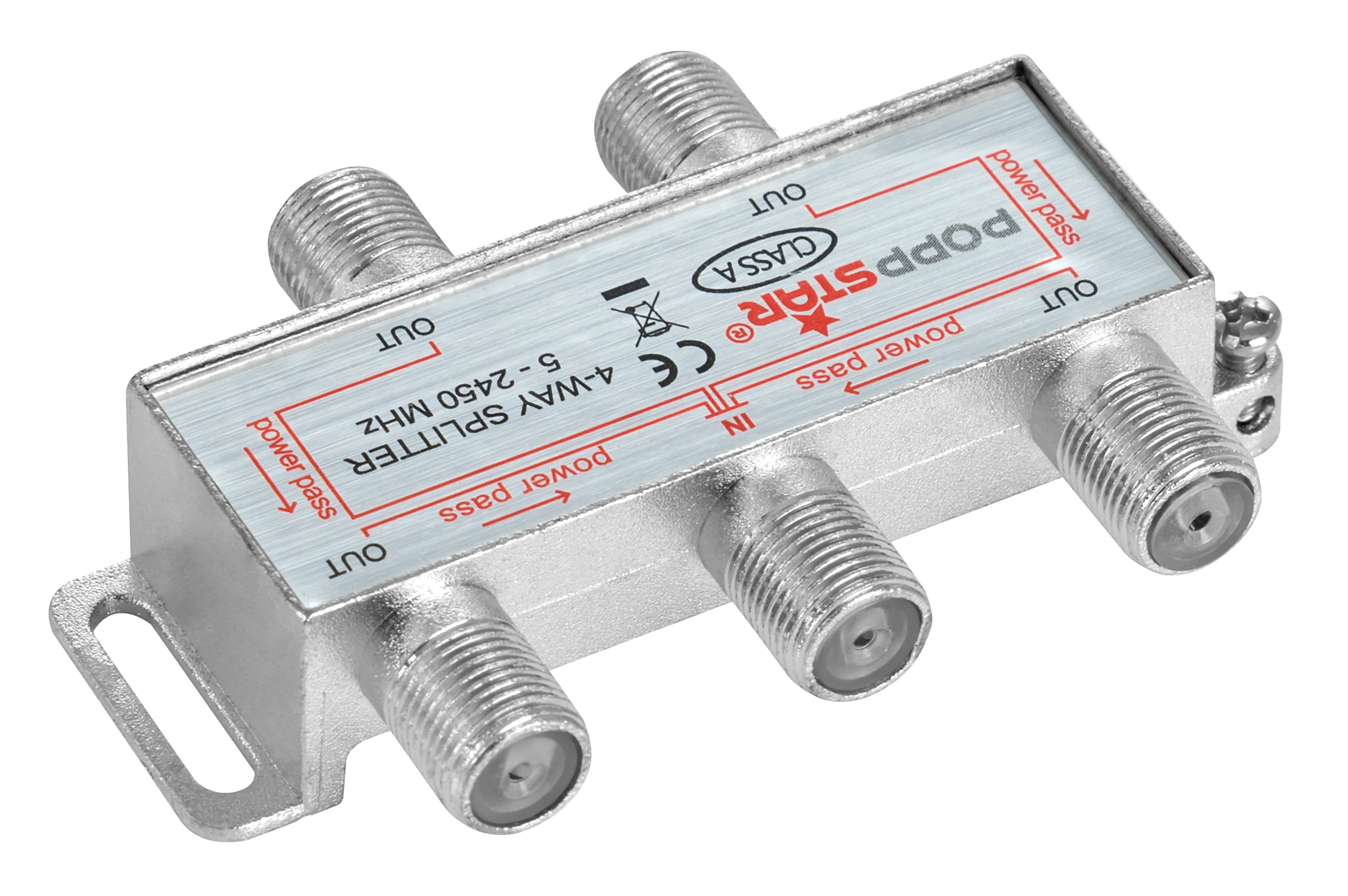 SAT Verteiler mit 4 Ausgängen + 5 Adapter (F-Stecker auf IEC)
