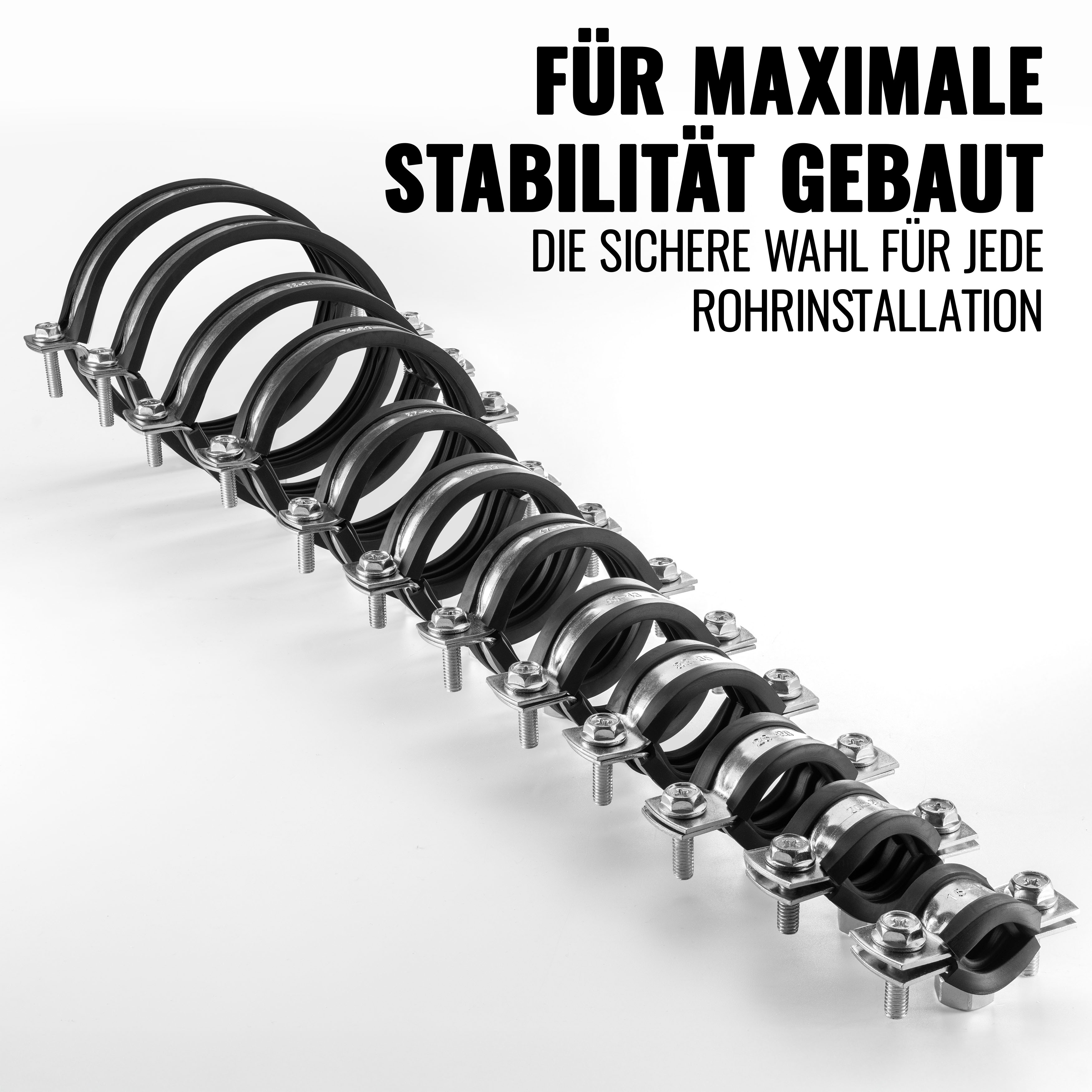 10 Schraubrohrschellen W1 (50-56 mm, Stockschrauben und Dübeln)