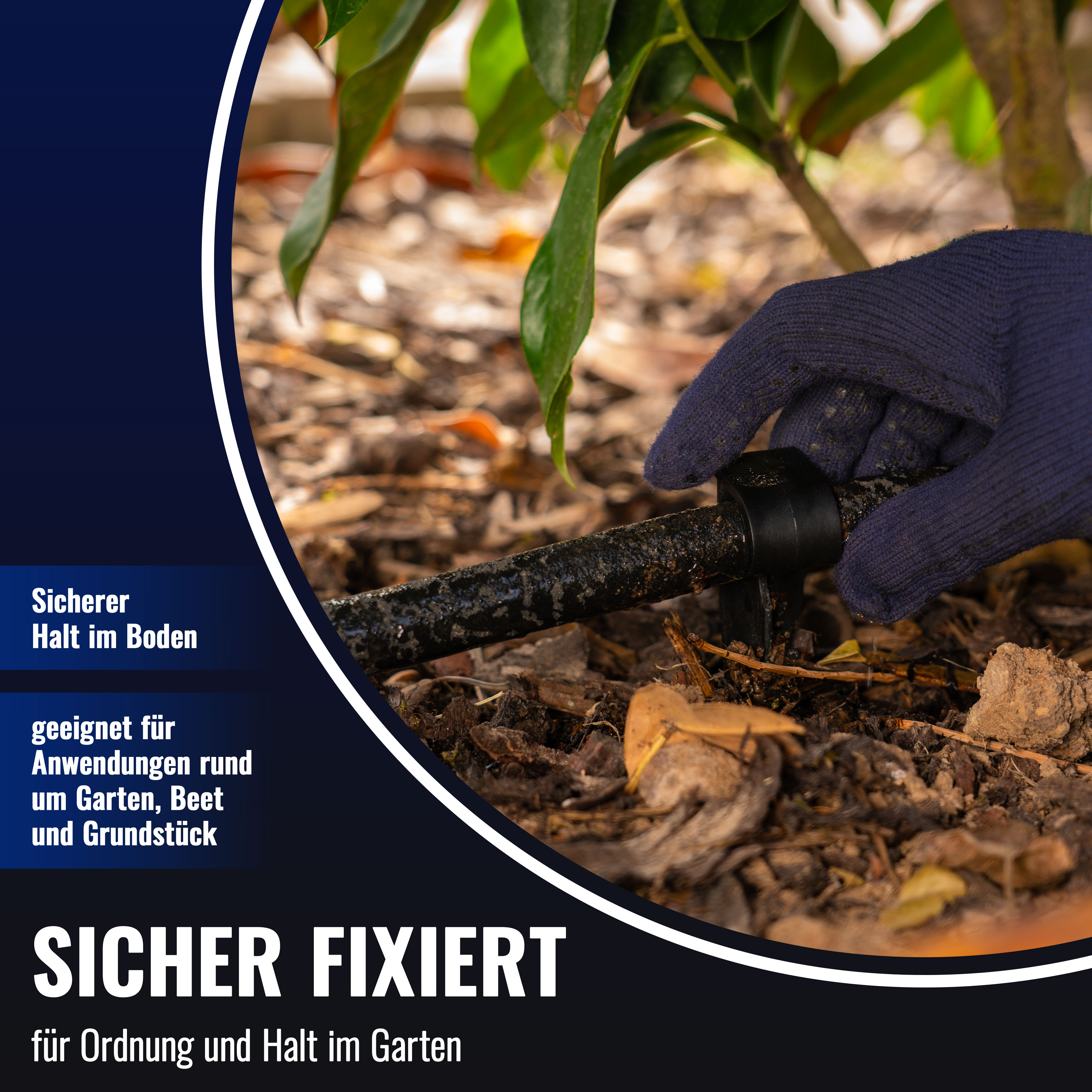 Erdspieße für Schläuche Ø 16-20mm (100 Stück), schwarz