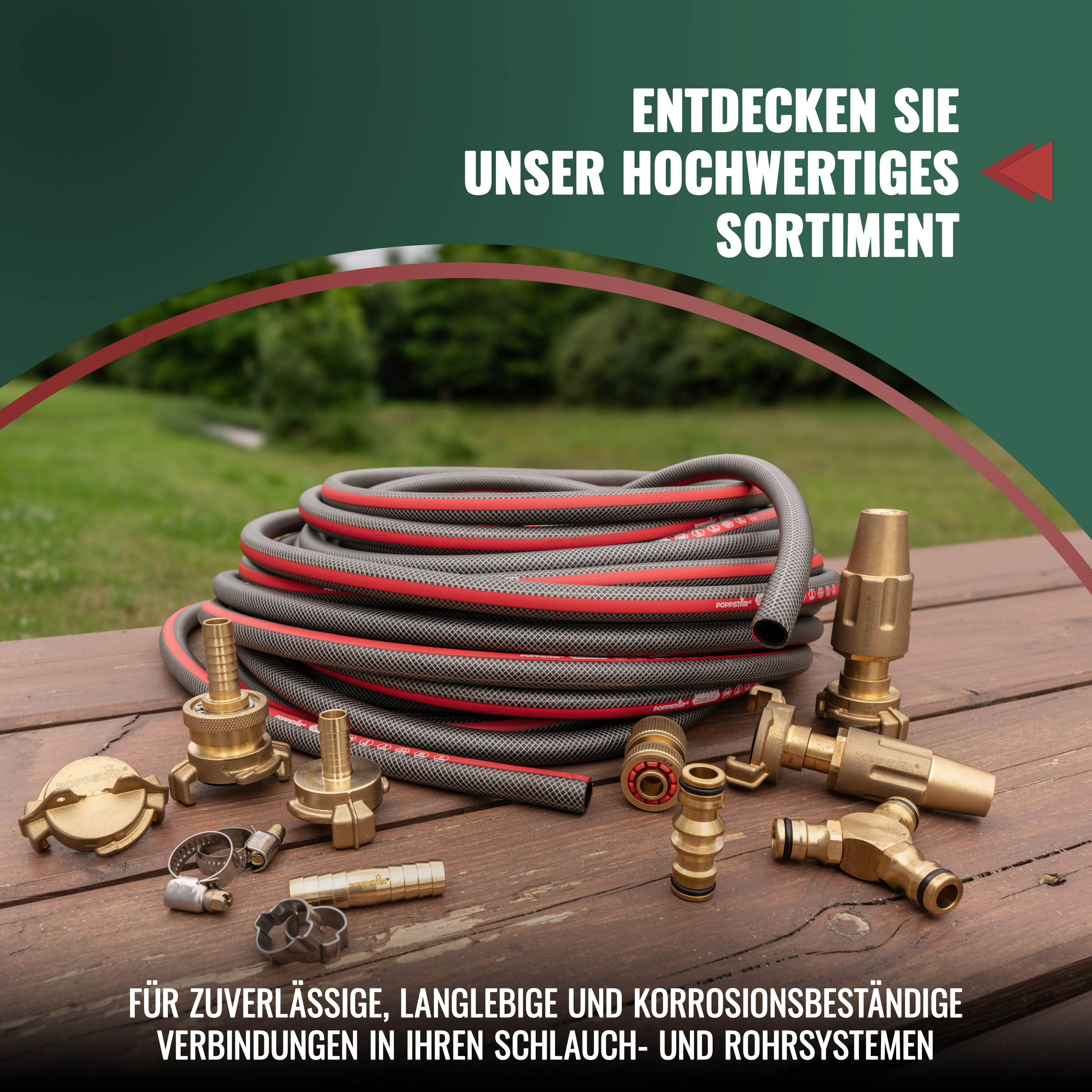 PVC Gartenschlauch 25m, 19mm/23mm (3/4 Zoll), 3-lagig, 7 bar