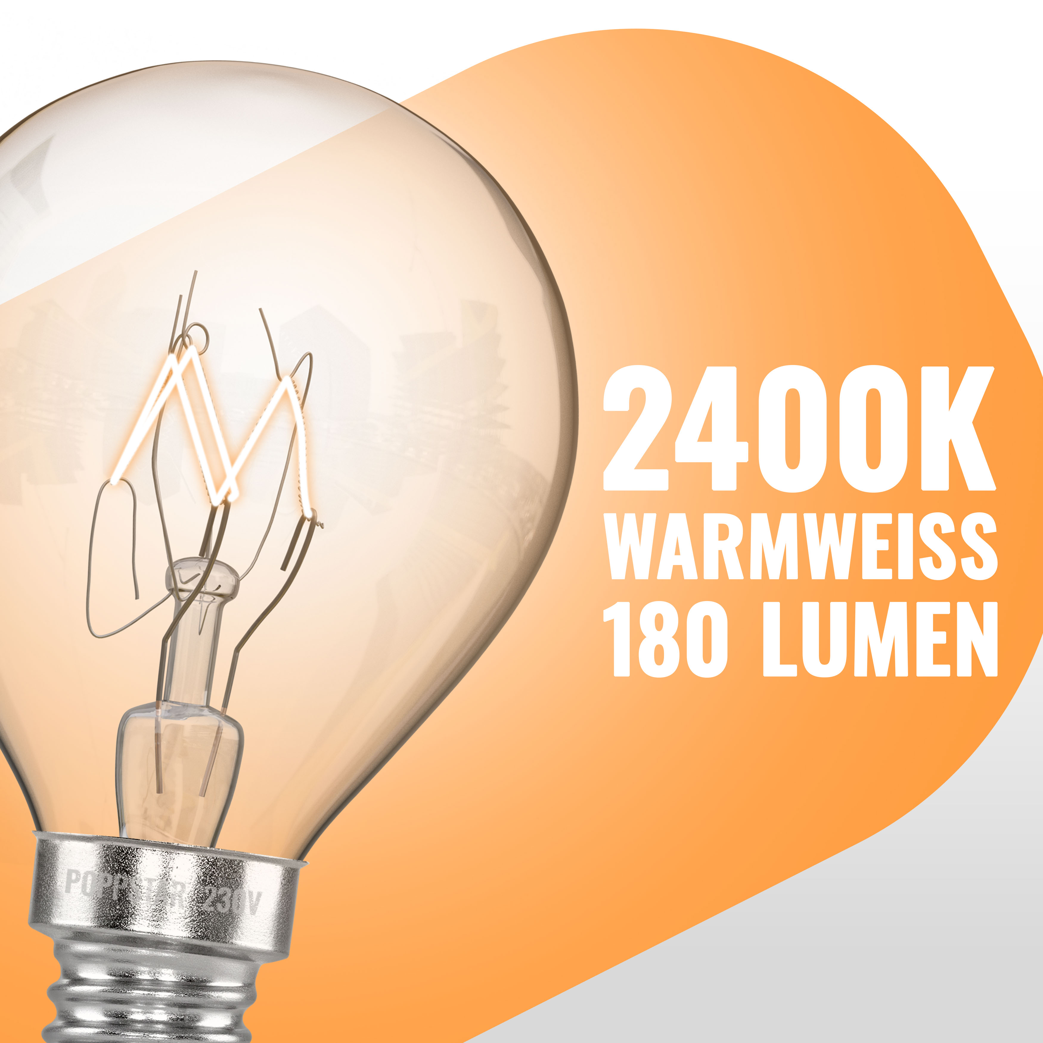 4x Backofenlampe E14 25 Watt G45 bis 300 °C (2400K warmweiß)