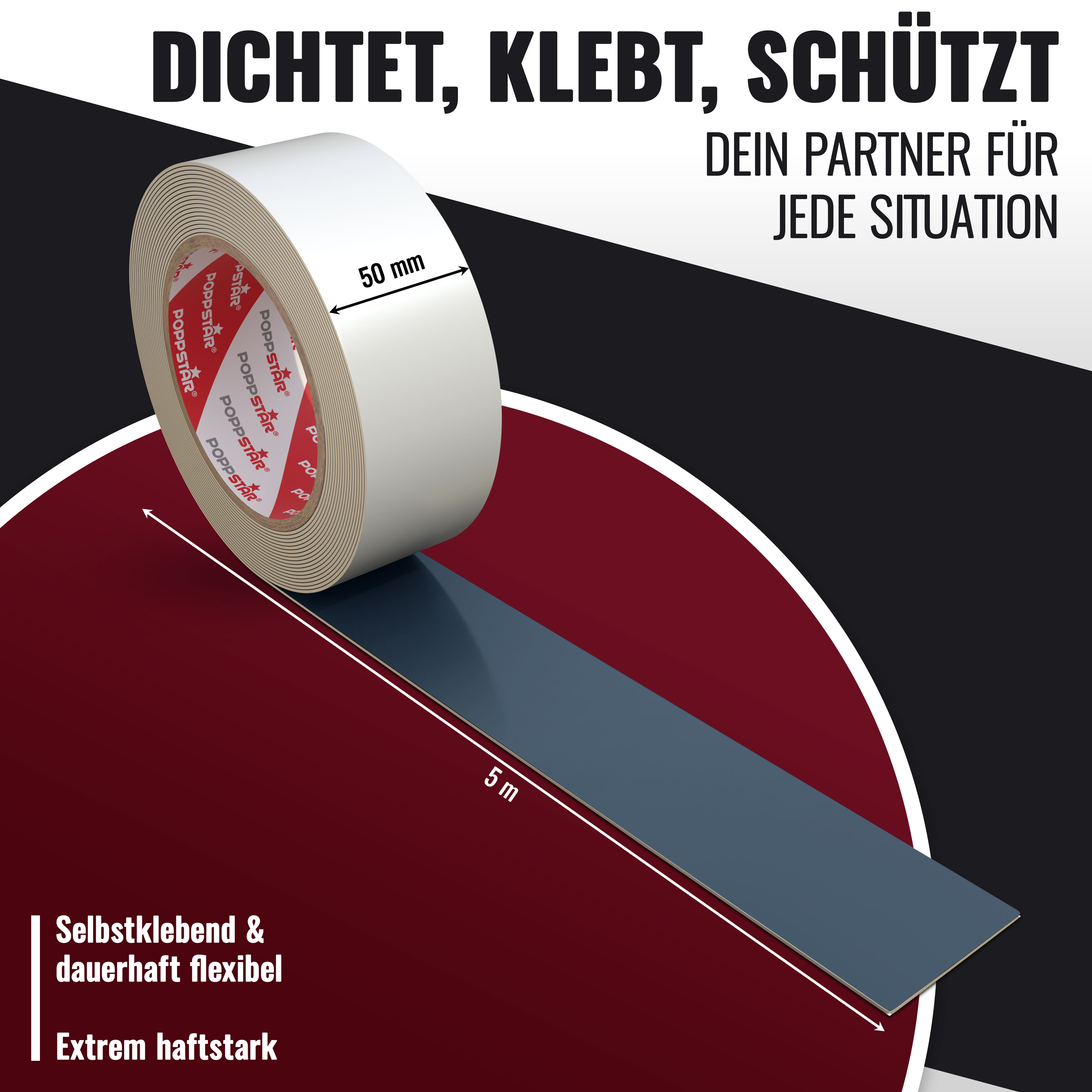 Wohnwagen Dichtband (5m x 5cm) Butylkautschuk, selbstklebend