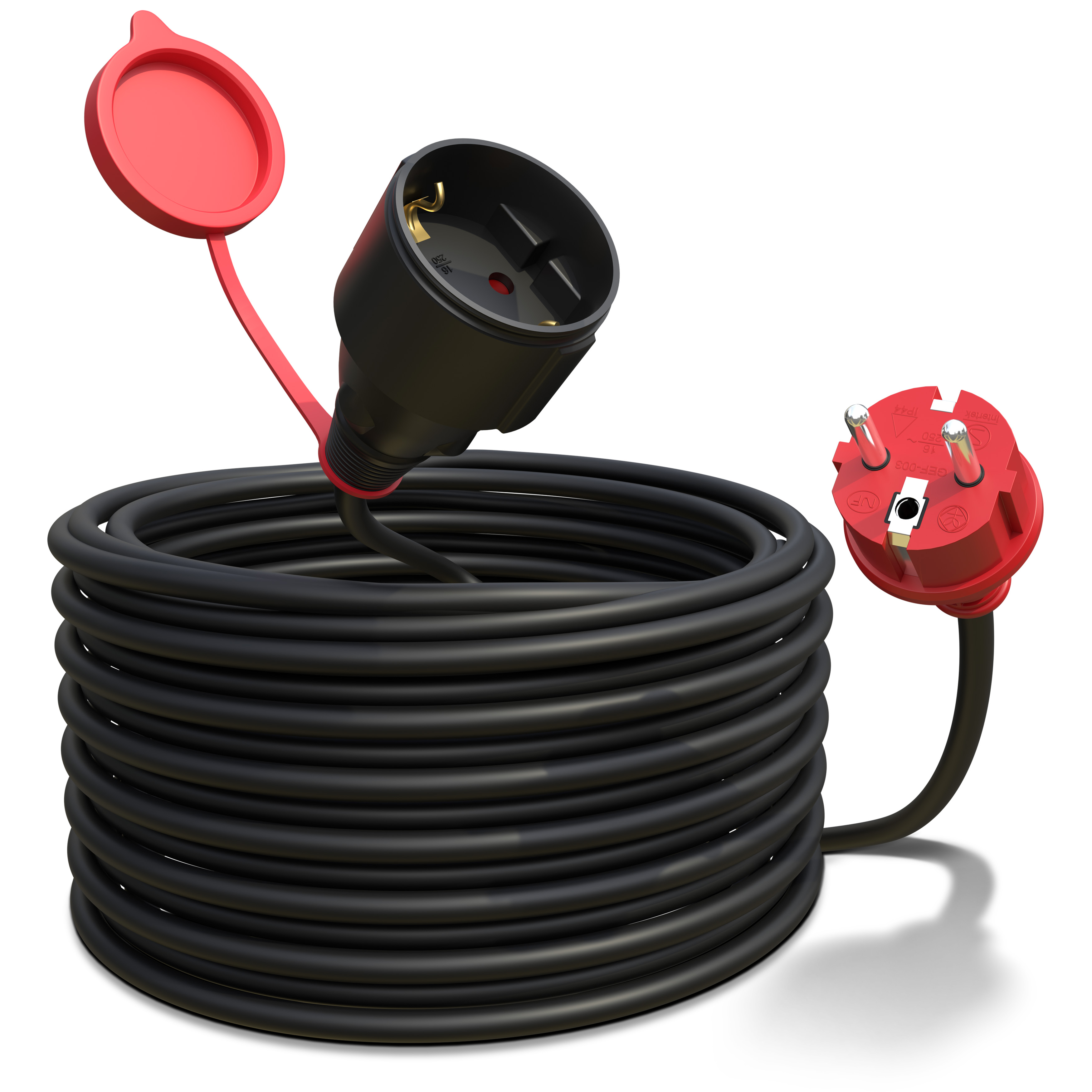 Verlängerungskabel 15m IP44 H05RR-F schwarz/rot