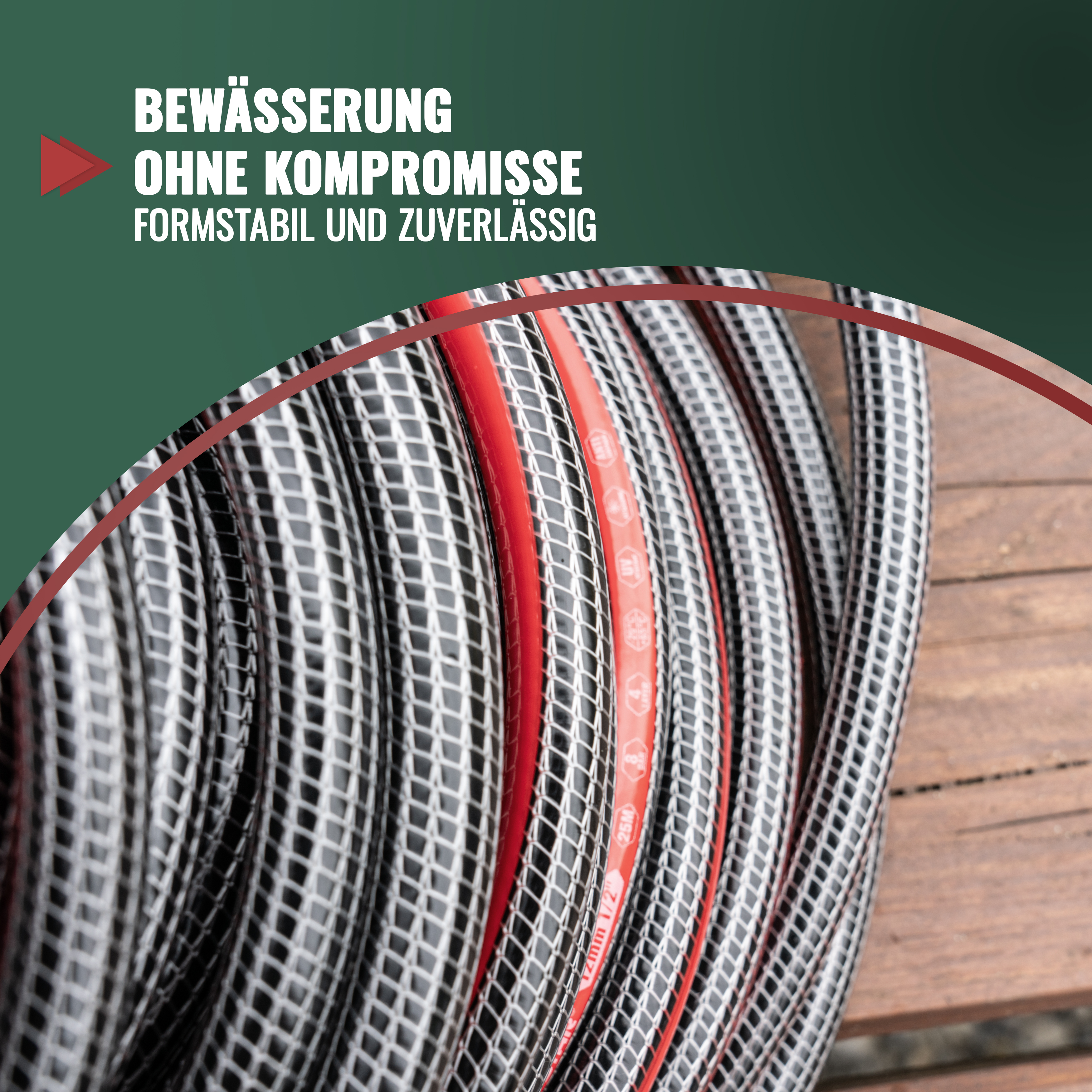 PVC Gartenschlauch 50m, 19mm/24mm (3/4 Zoll), 4-lagig, 7 bar