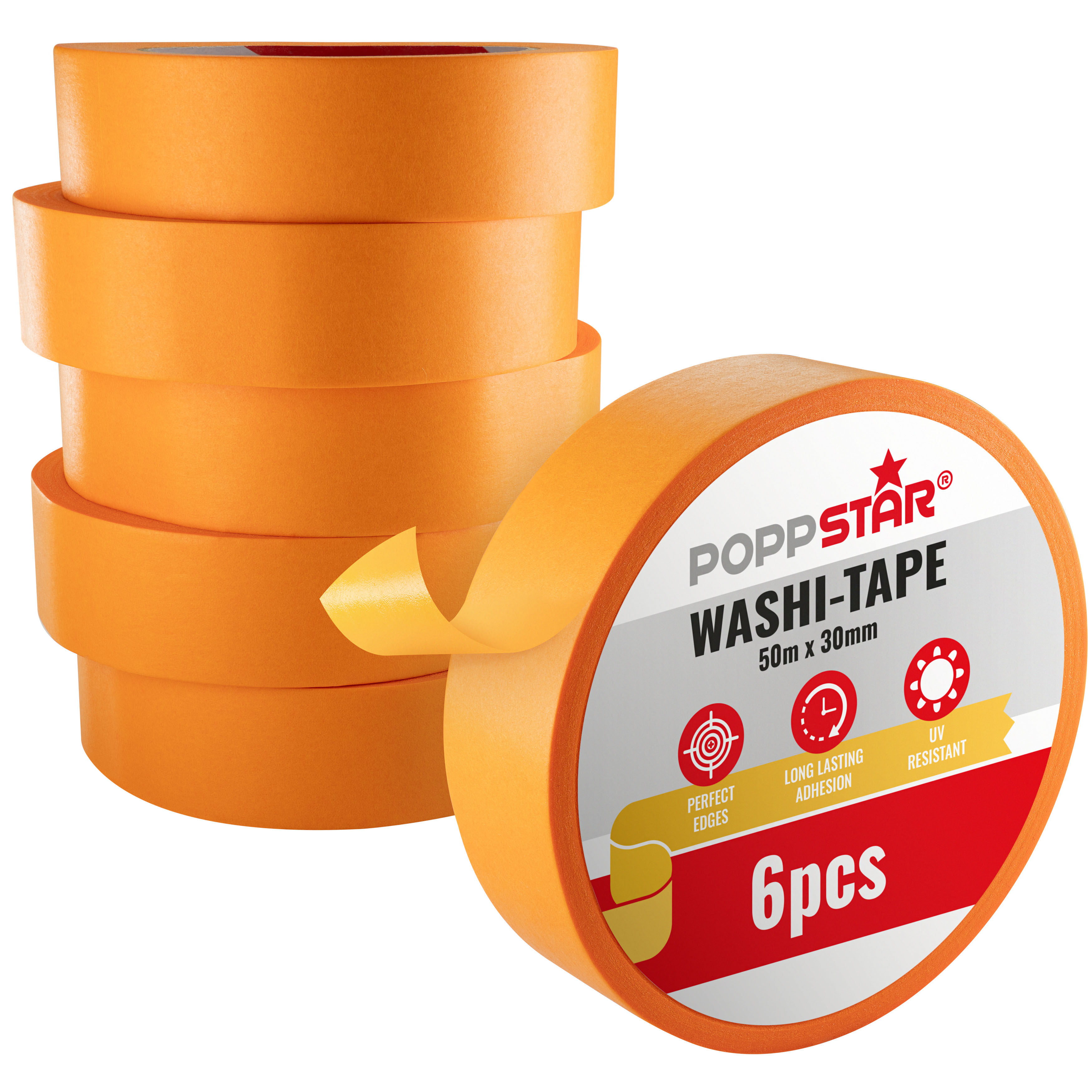 Goldband aus Washi-Papier (50m x 30mm), 6 Rollen