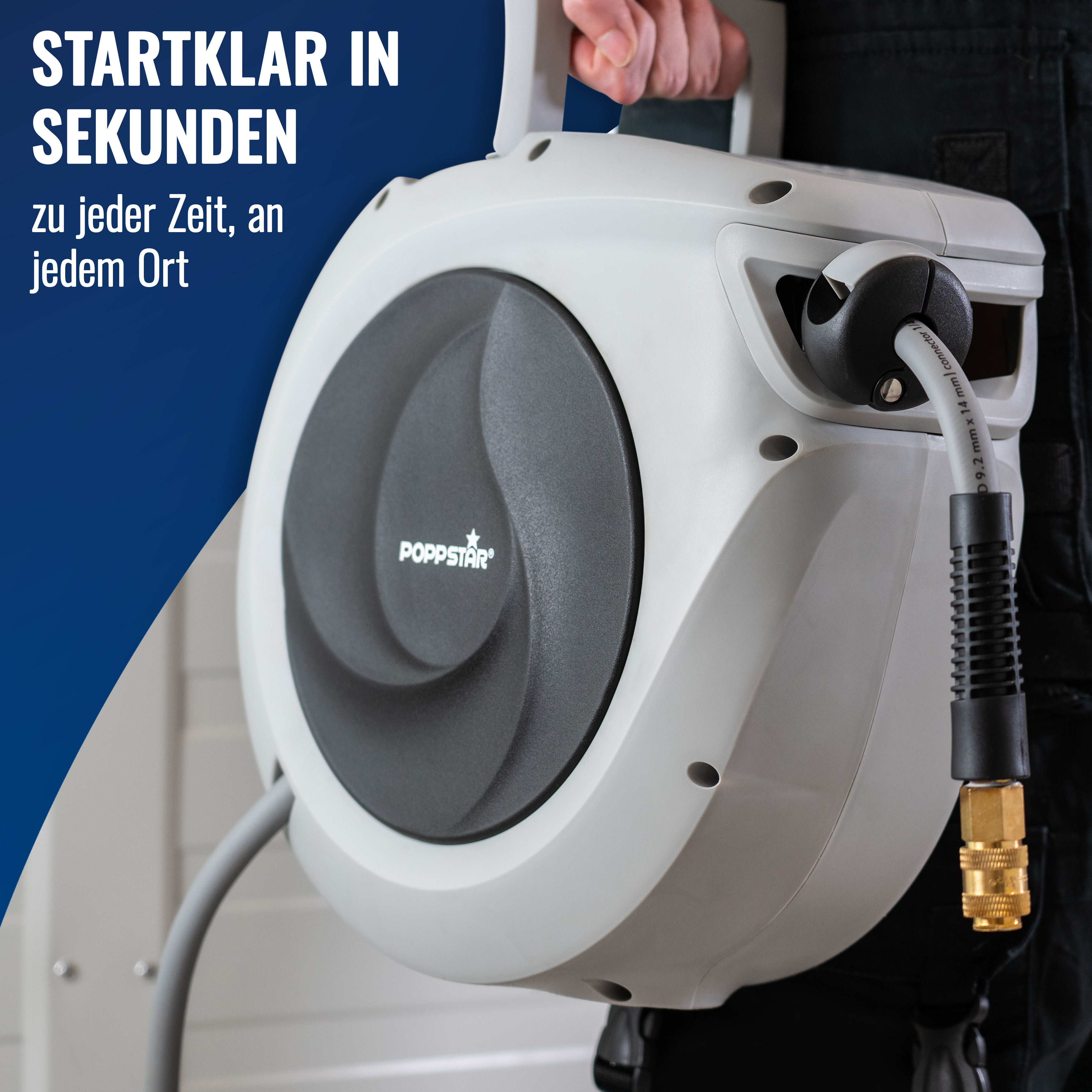 Poppstar Premium Hybrid Druckluftschlauch 30 m mit Schnellkupplung, 20 Poppstar Premium Hybrid Druckluftschlauch 30 m mit Schnellkupplung, 20