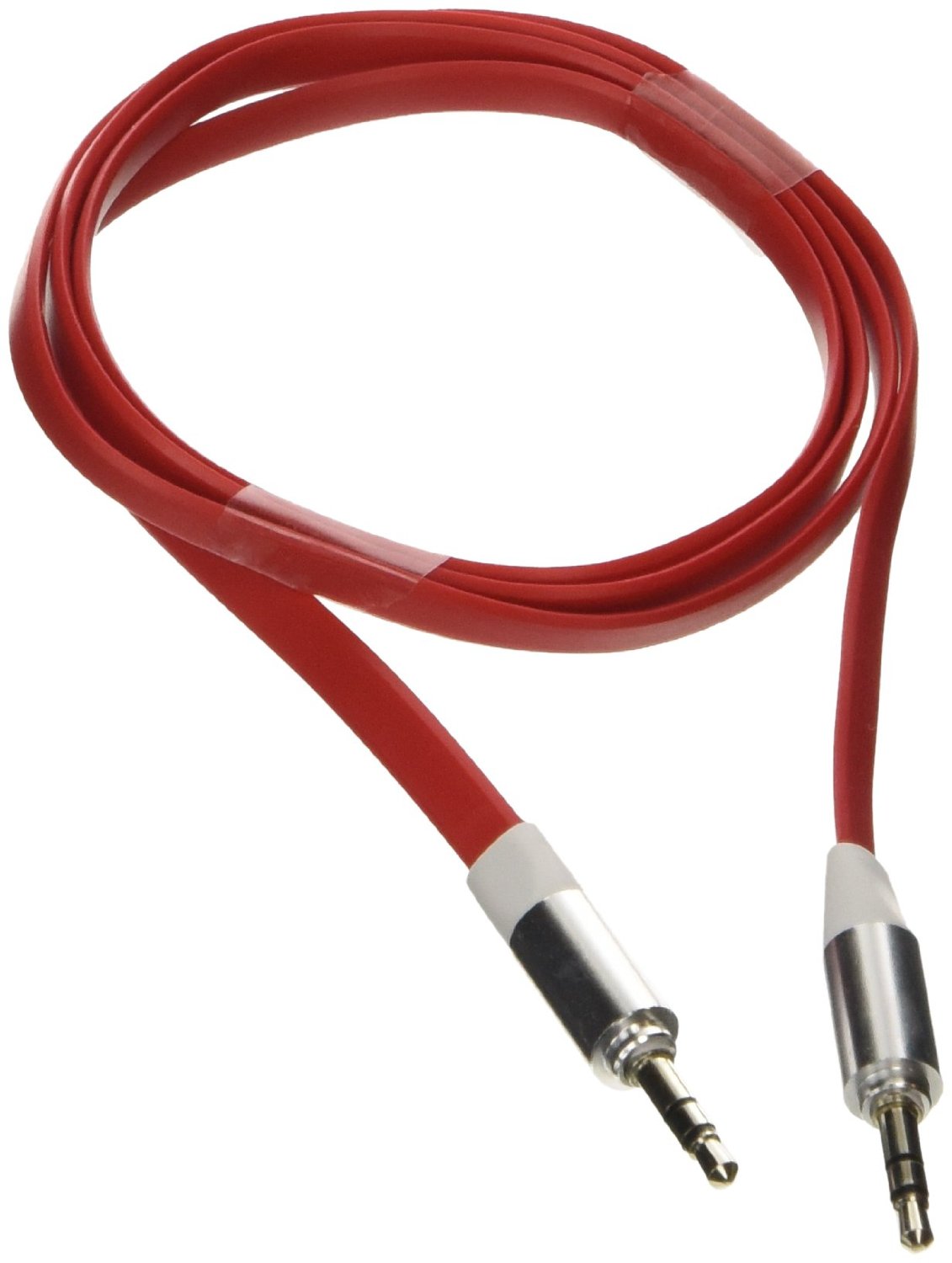 Poppstar 3,5mm Flachband Audio Klinken-Kabel 1m rot für Handy/Smartphone/Tablet
