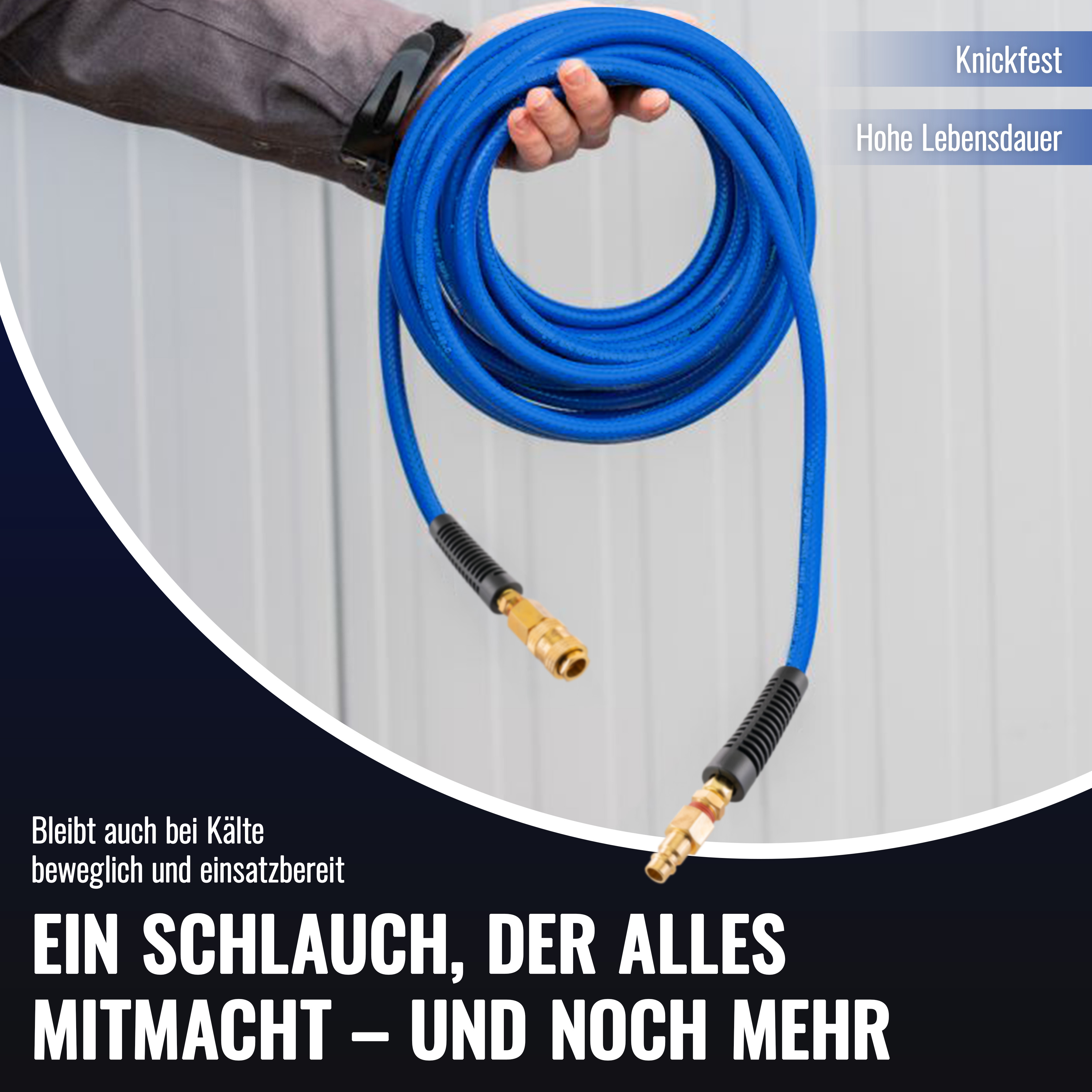 50m PVC Hybrid Druckluftschlauch mit Schnellkupplung 1/4" ID 6mm