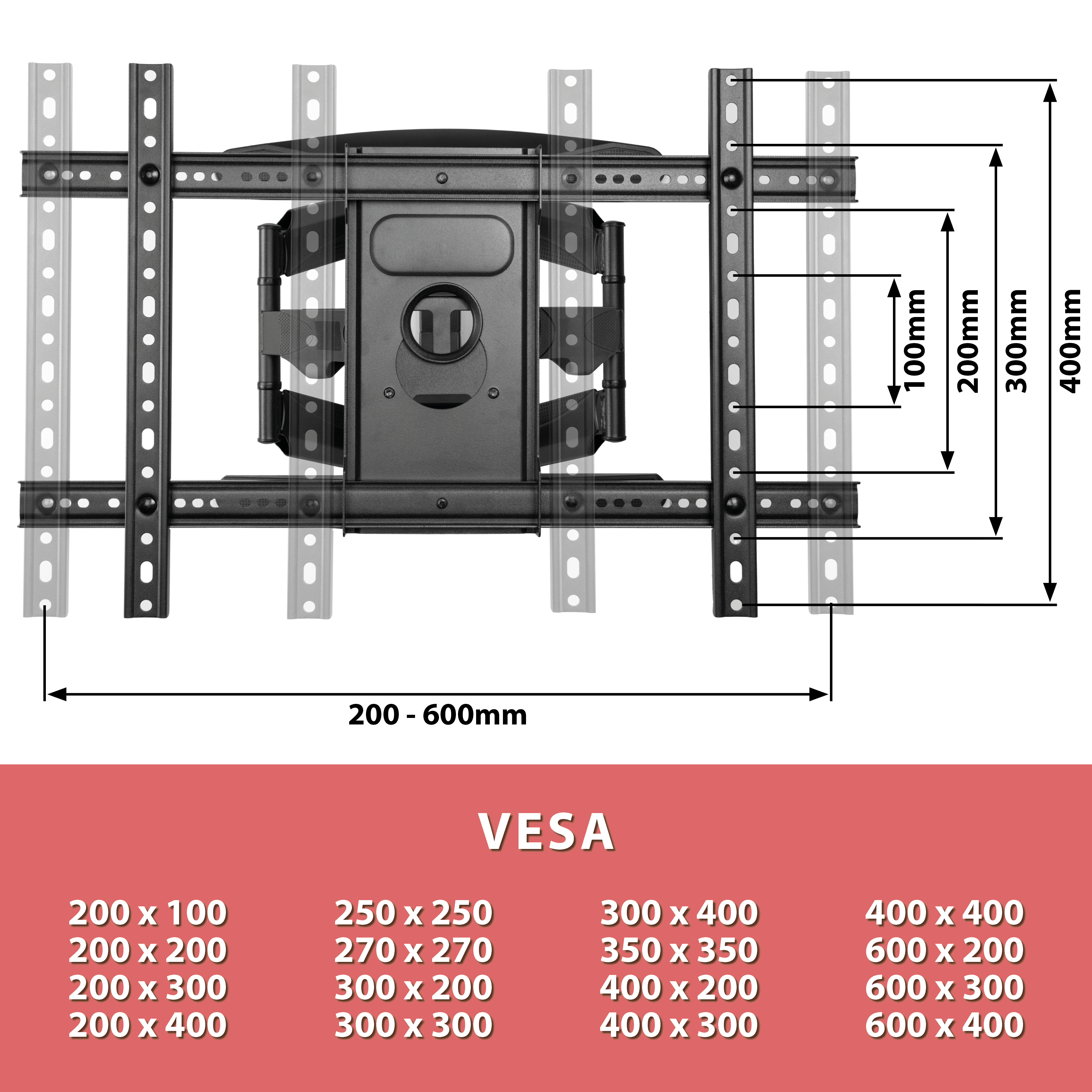 TV Wandhalter Doppelarm schwenkbar für Monitore bis 45kg