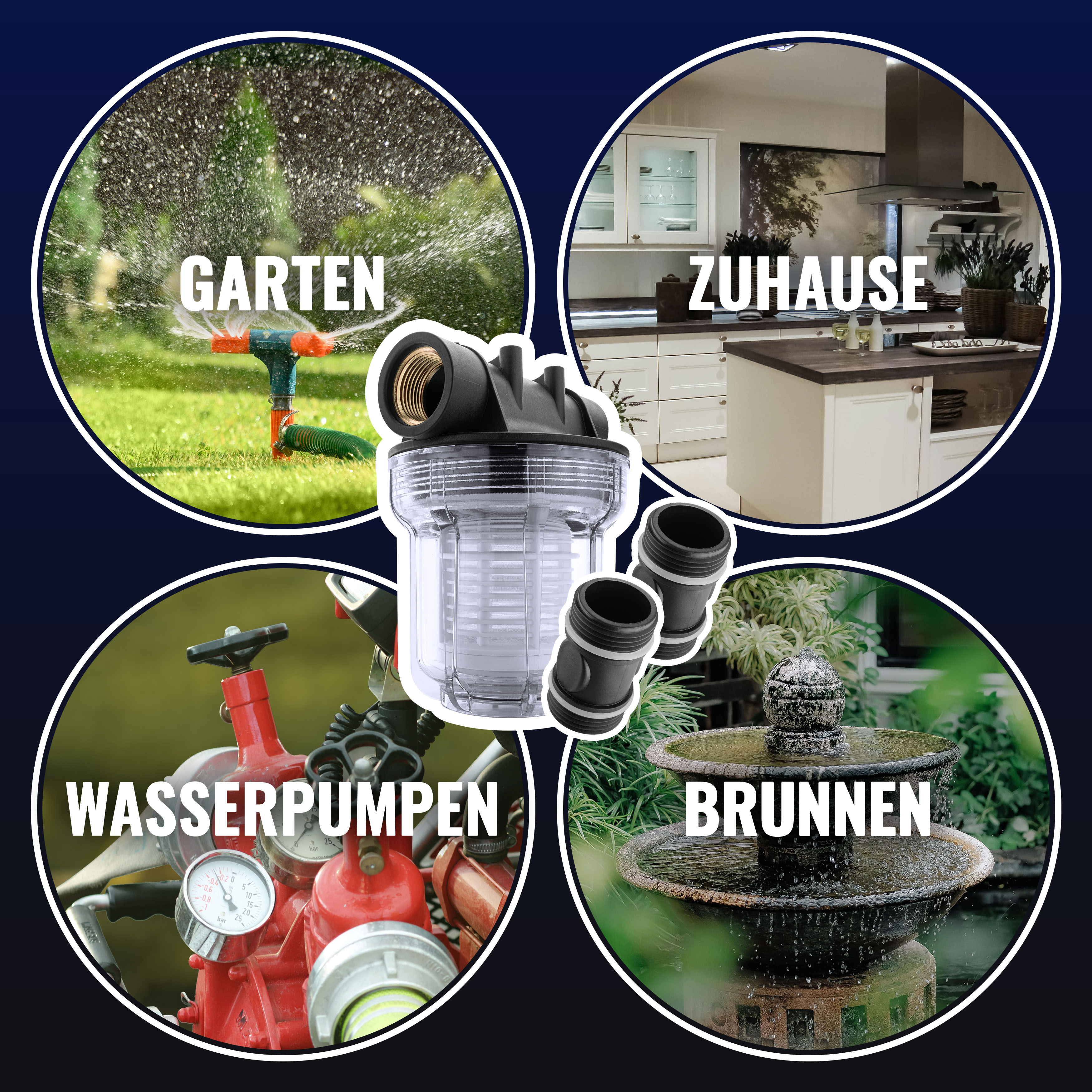 Vorfilter Gartenpumpe (Wasserfilter G1 IG 30,3 mm 1 L 80 Mesh)