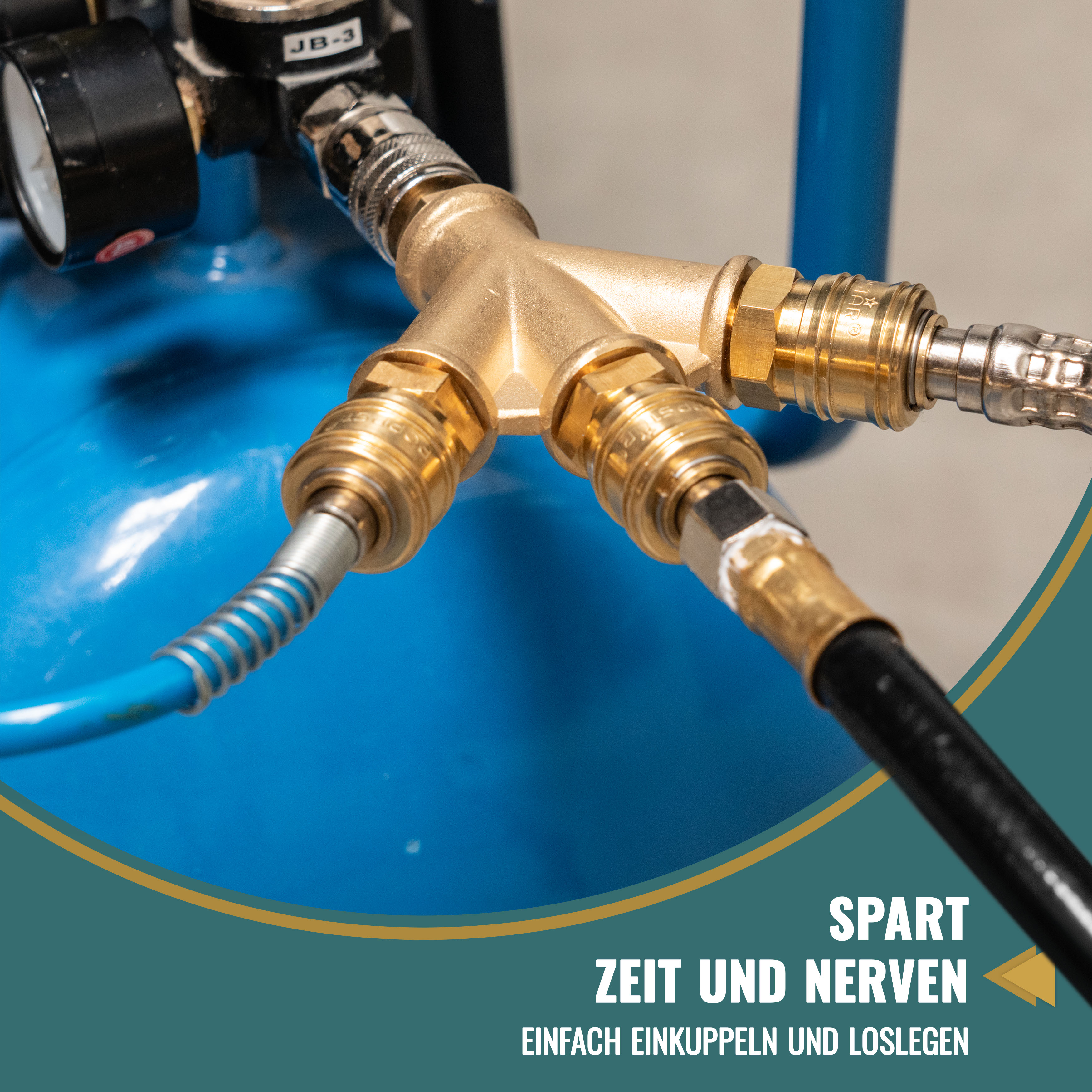 Druckluftverteiler 3-fach mit Schnellkupplungen 1/4" (NW 7,2)